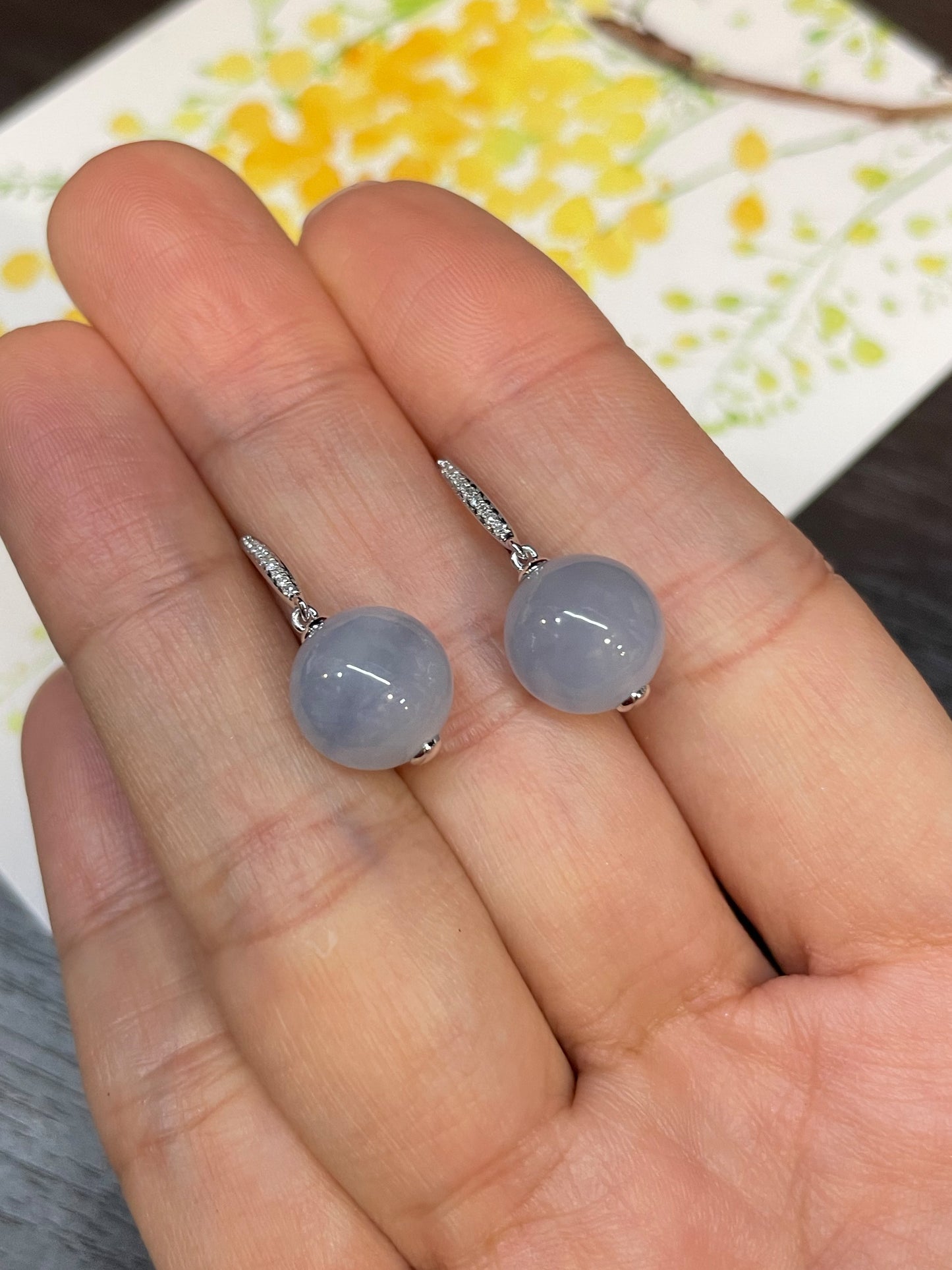 Lavender Jade Dangling Earrings - Beads (NJE028)