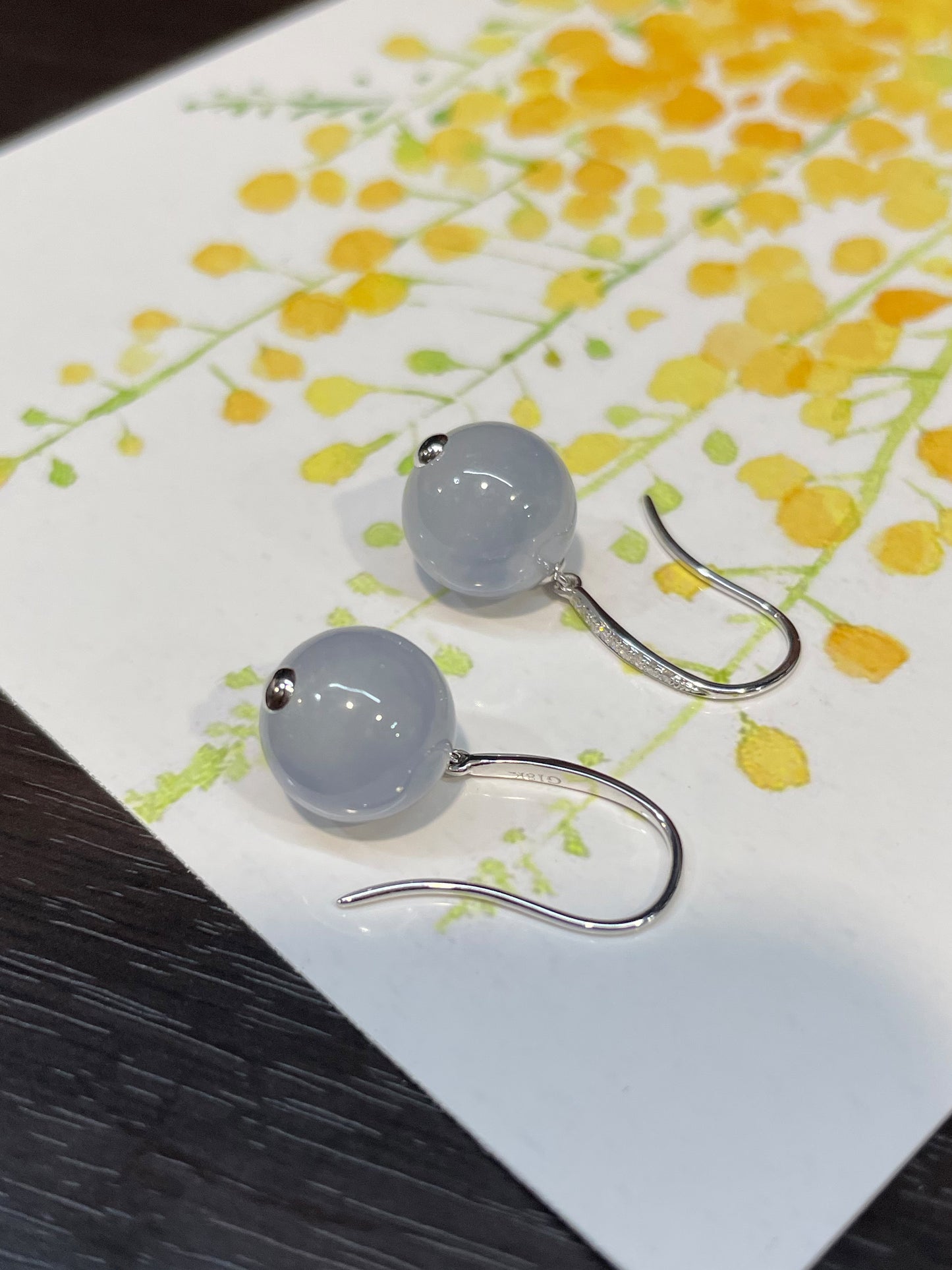 Lavender Jade Dangling Earrings - Beads (NJE028)