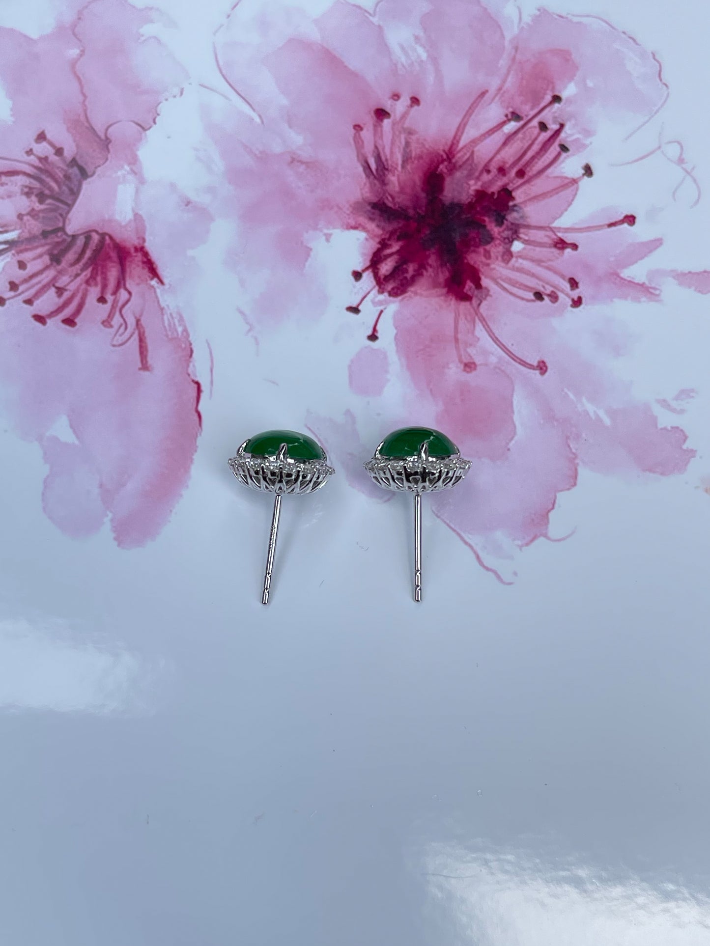 Green Jade Cabochon Earrings (NJE033)