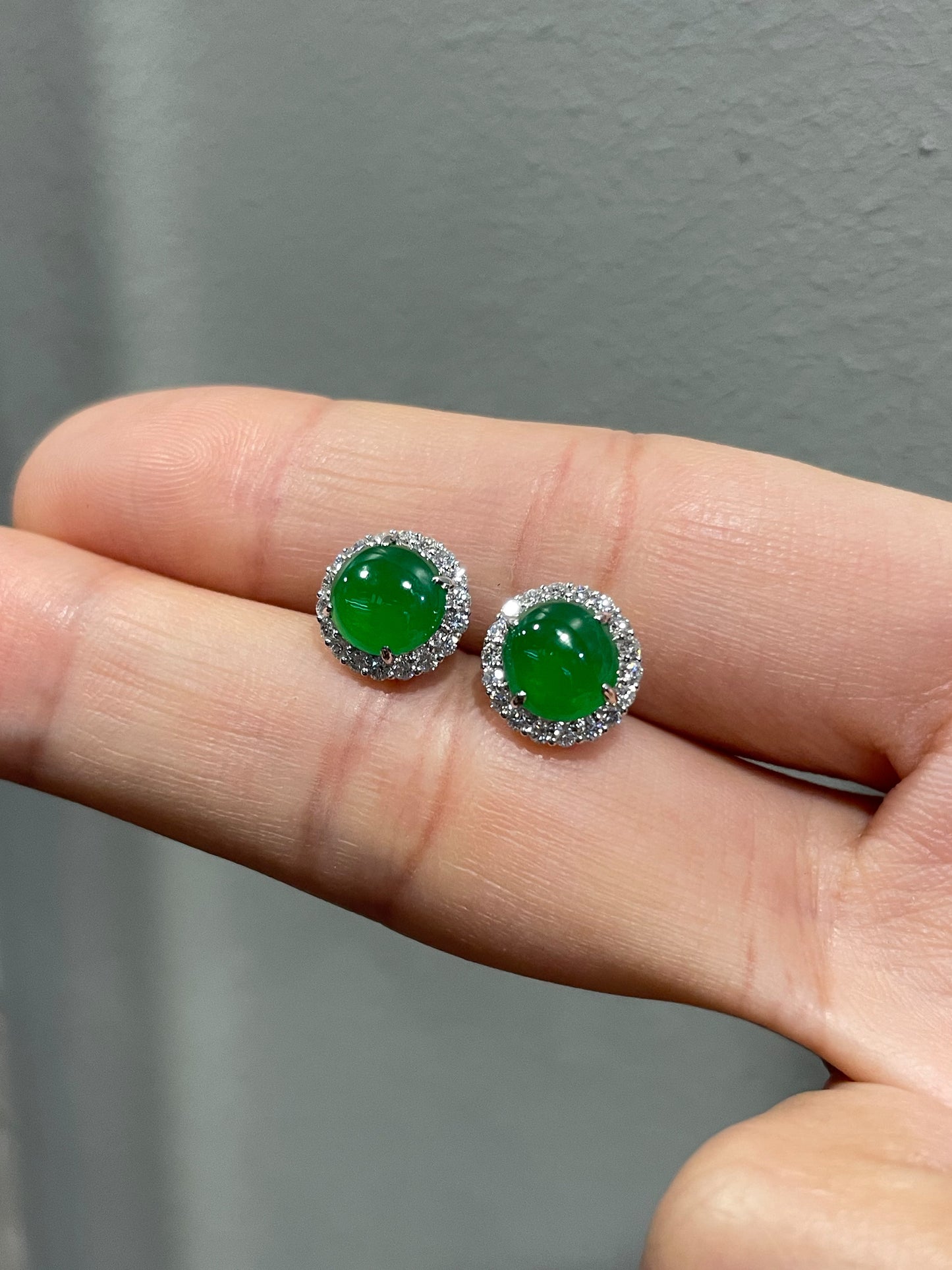 Green Jade Cabochon Earrings (NJE033)