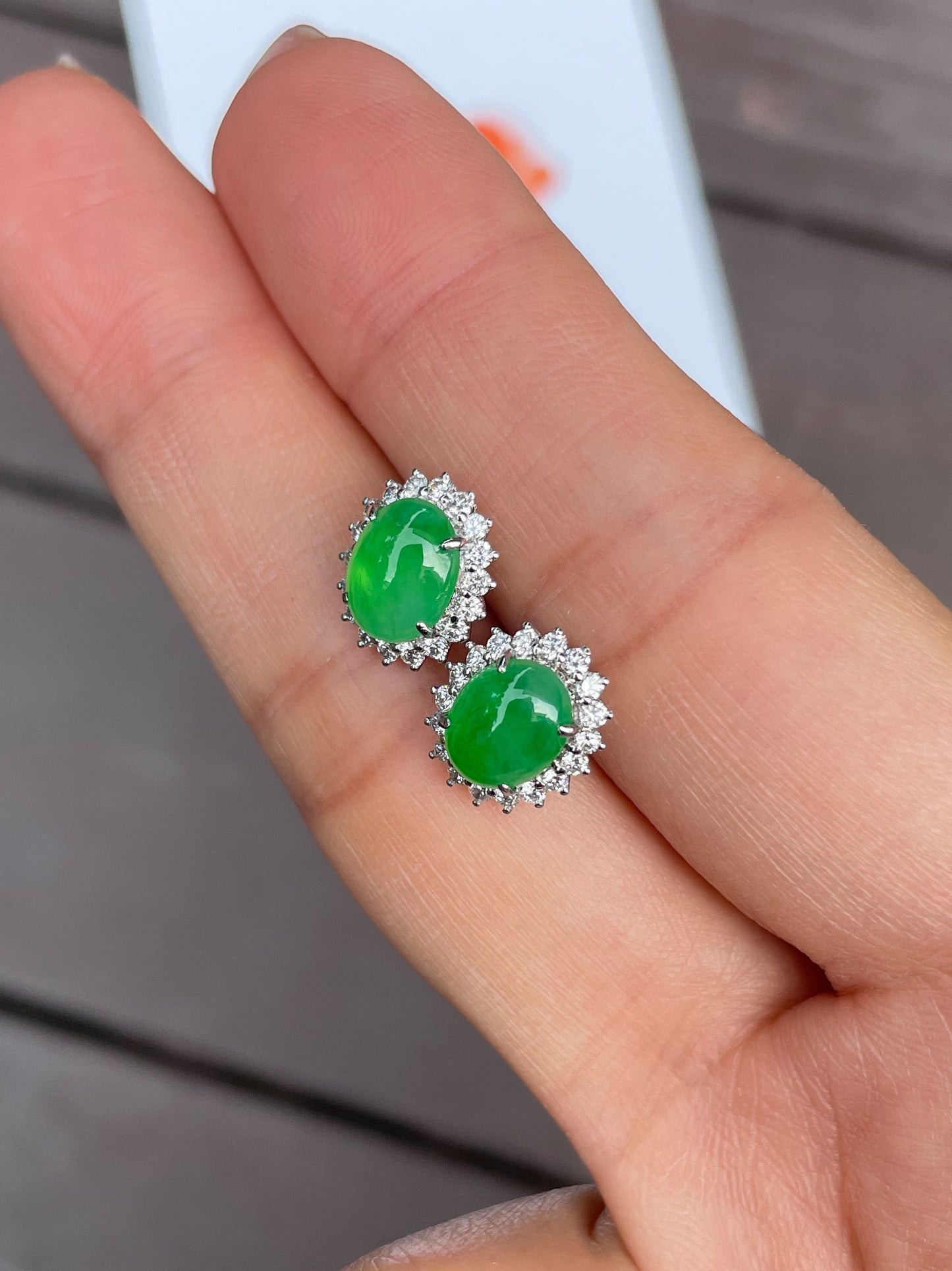 Green Jade Cabochon Earrings (NJE038)
