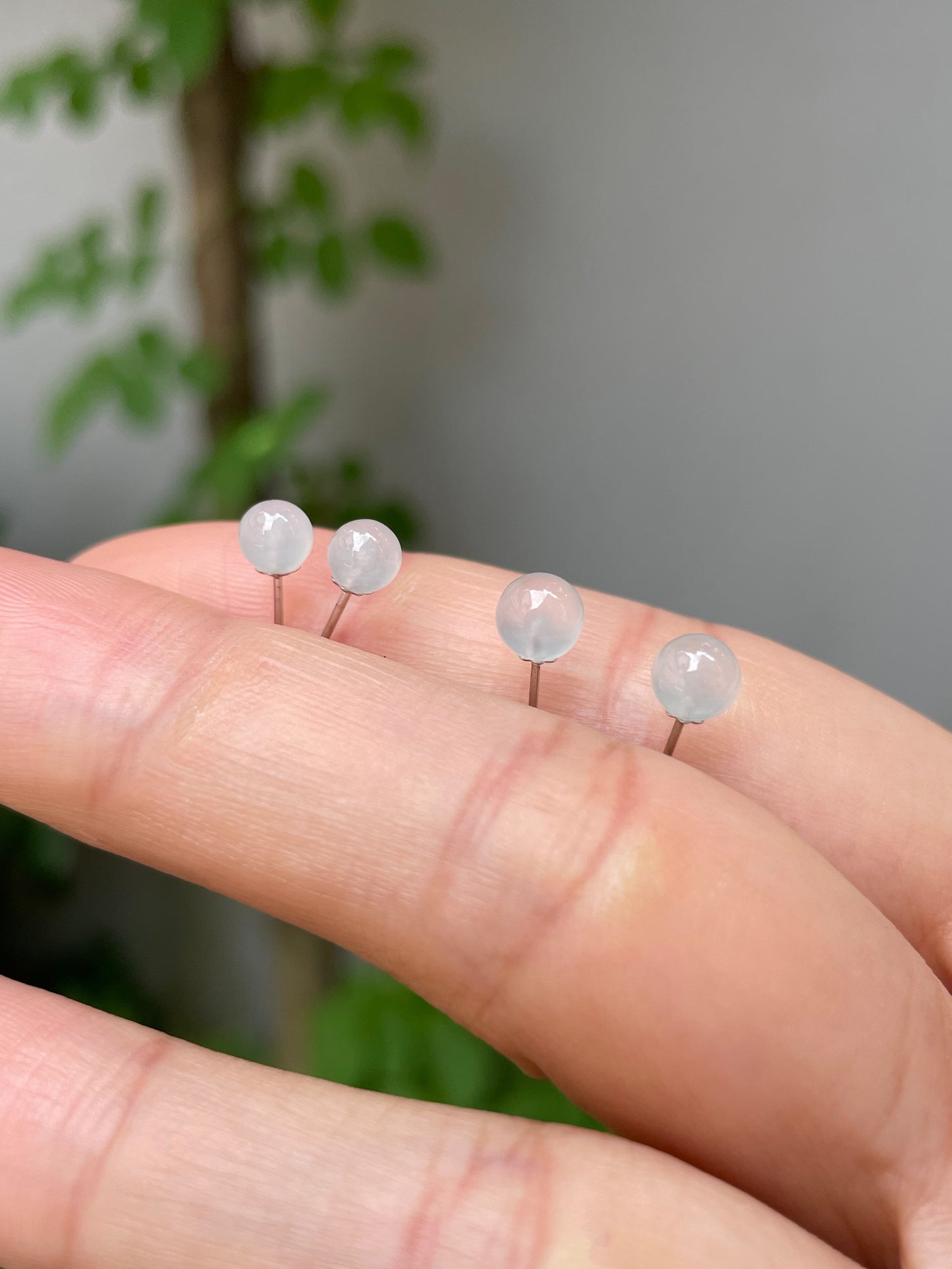 Colourless Jade Stud Earrings (NJE040)
