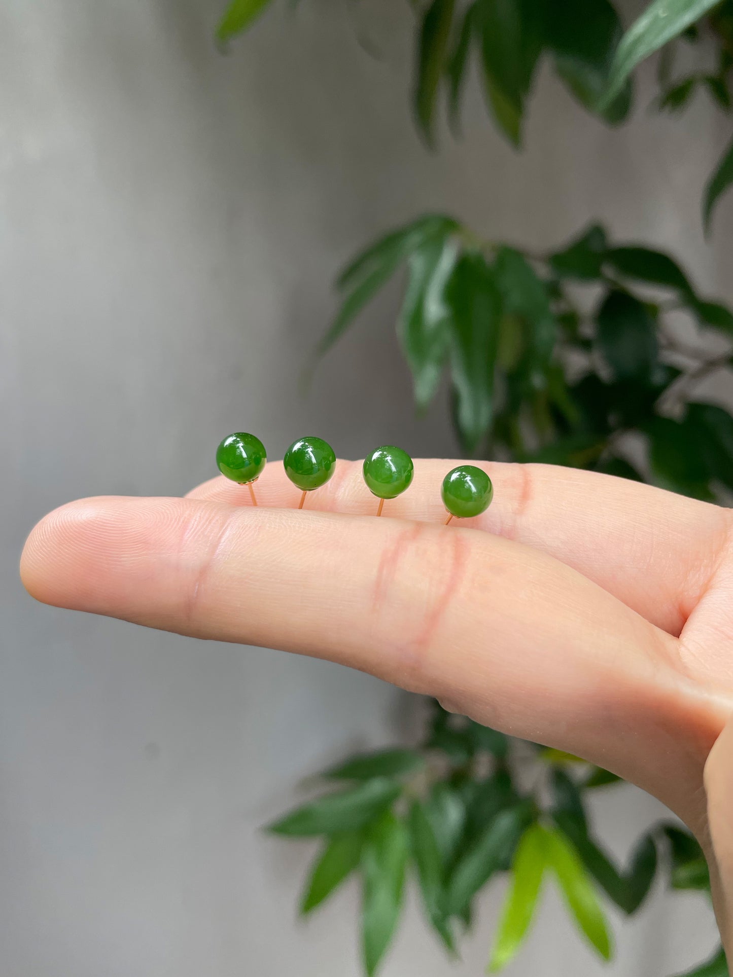 Green Nephrite Stud Earrings (NJE043)