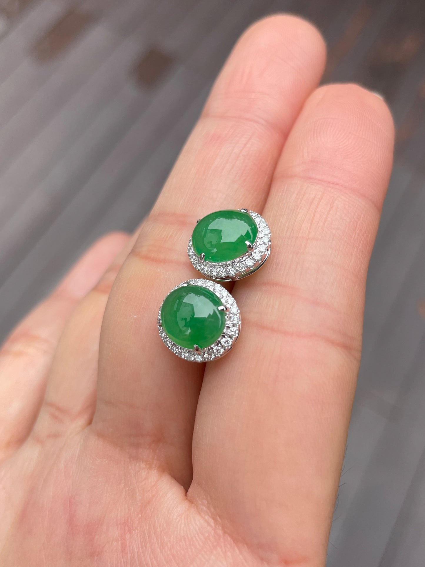 Green Jade Earrings - Cabochons (NJE048)