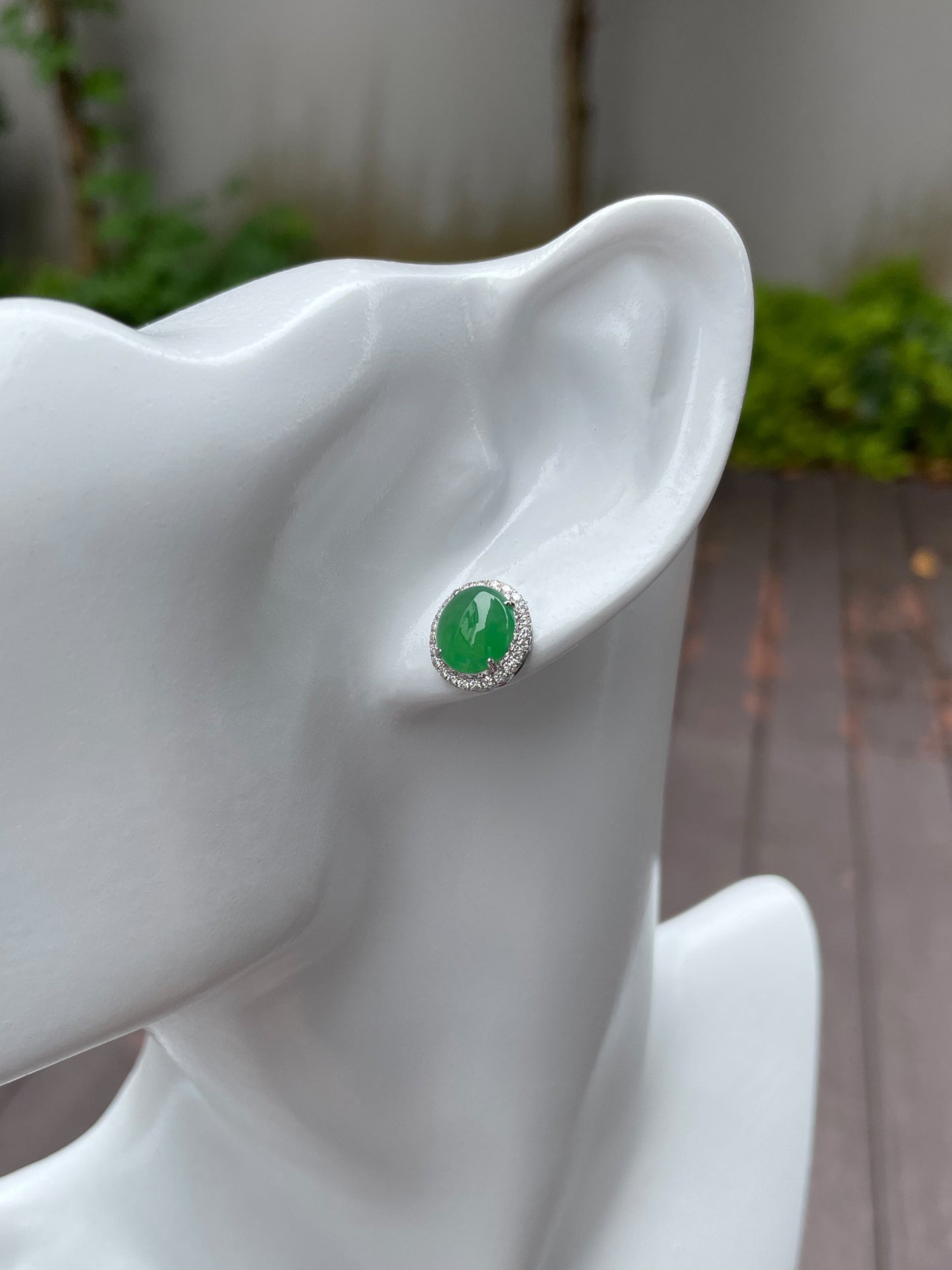Green Jade Earrings - Cabochons (NJE048)