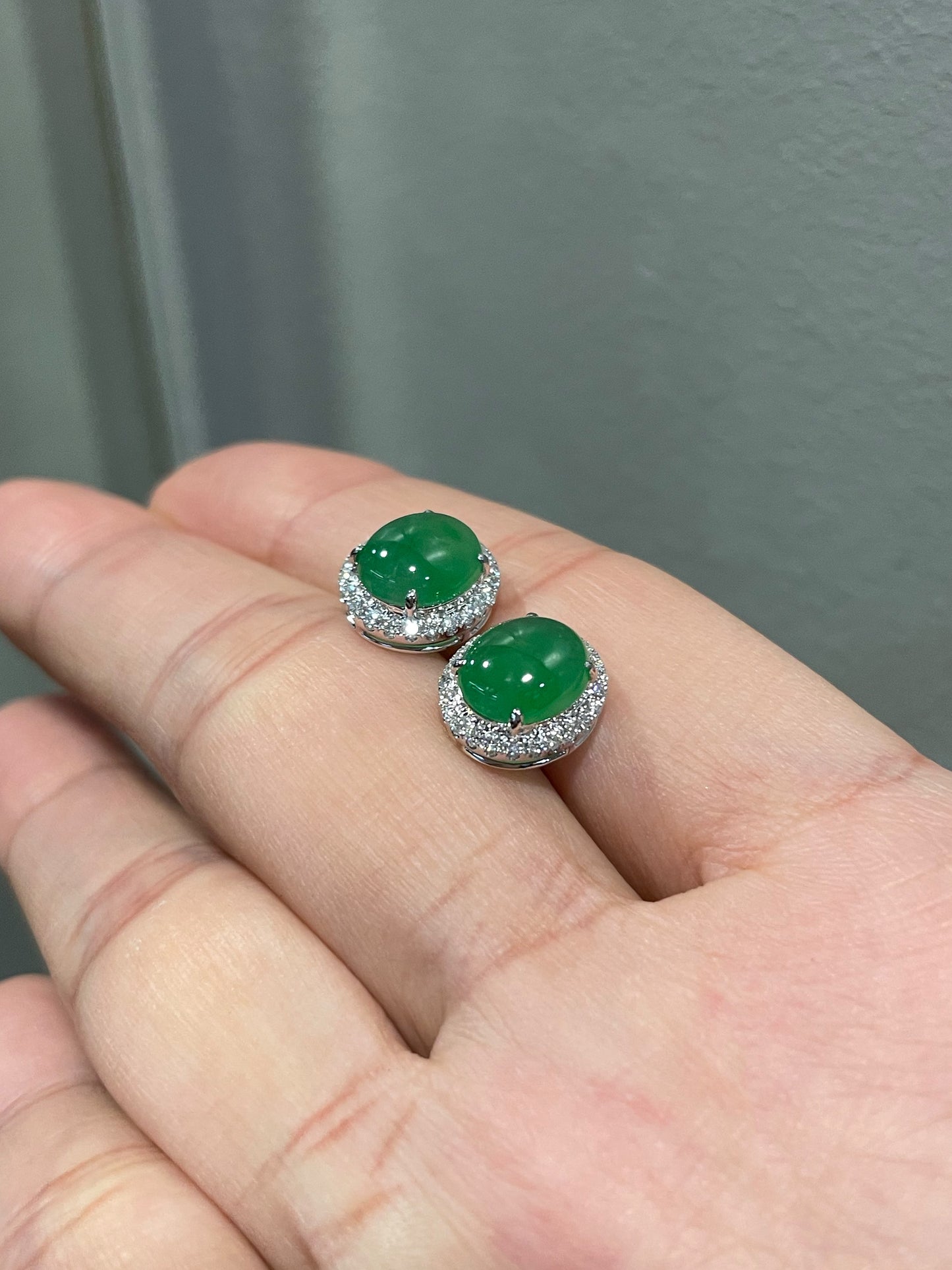 Green Jade Earrings - Cabochons (NJE048)