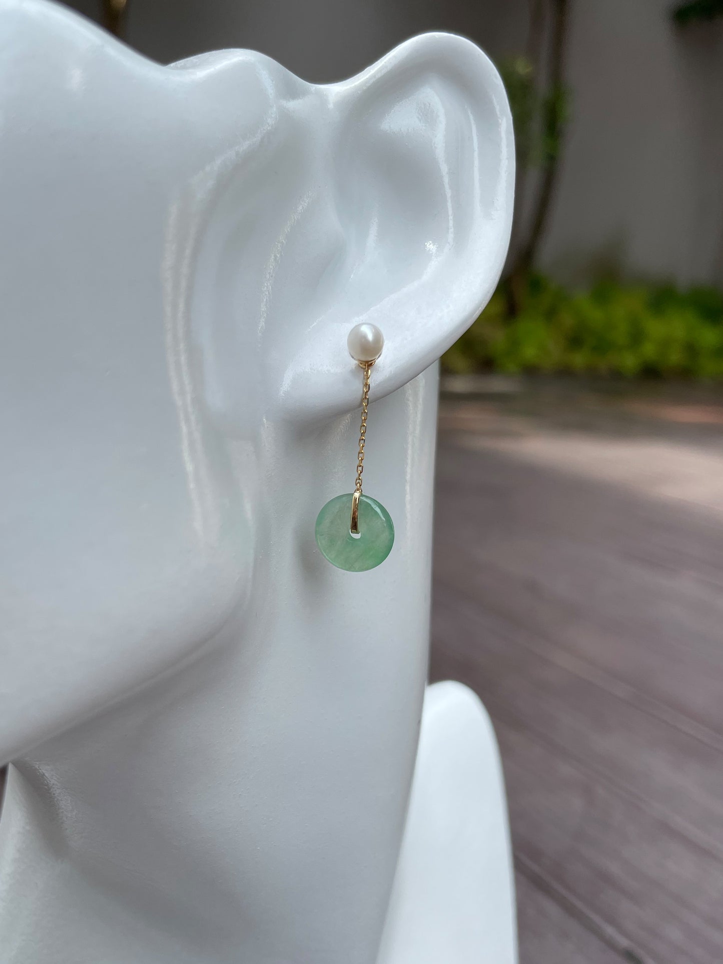 Dangling Jade Earrings - Safety Coin Carvings (NJE053)