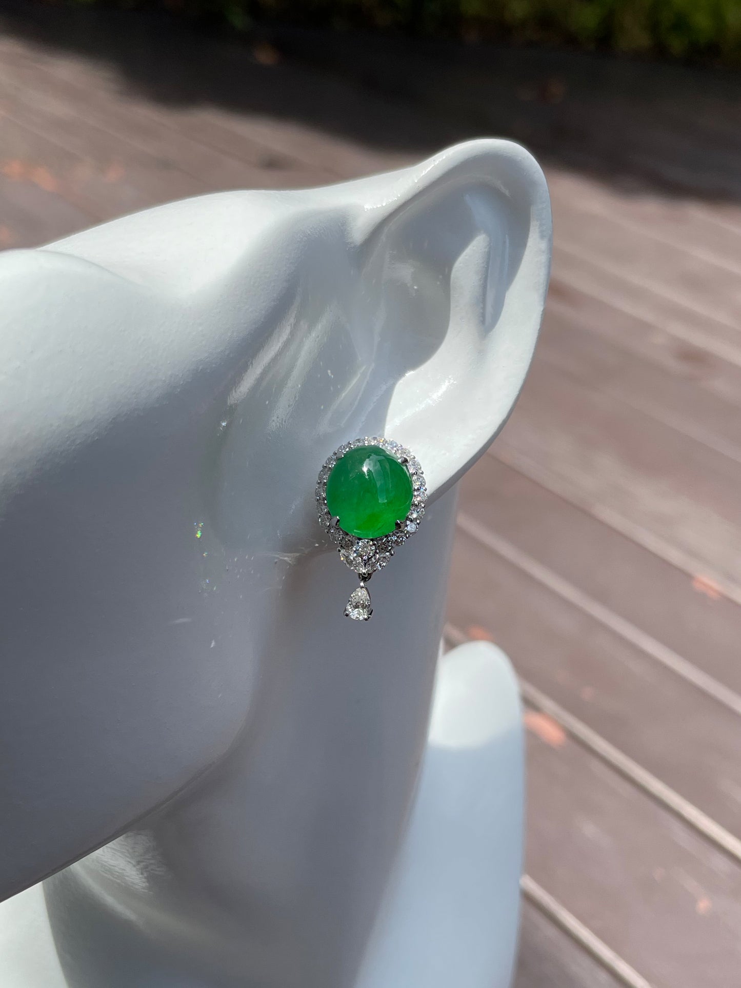 Green Jade Earrings - Cabochons (NJE058)