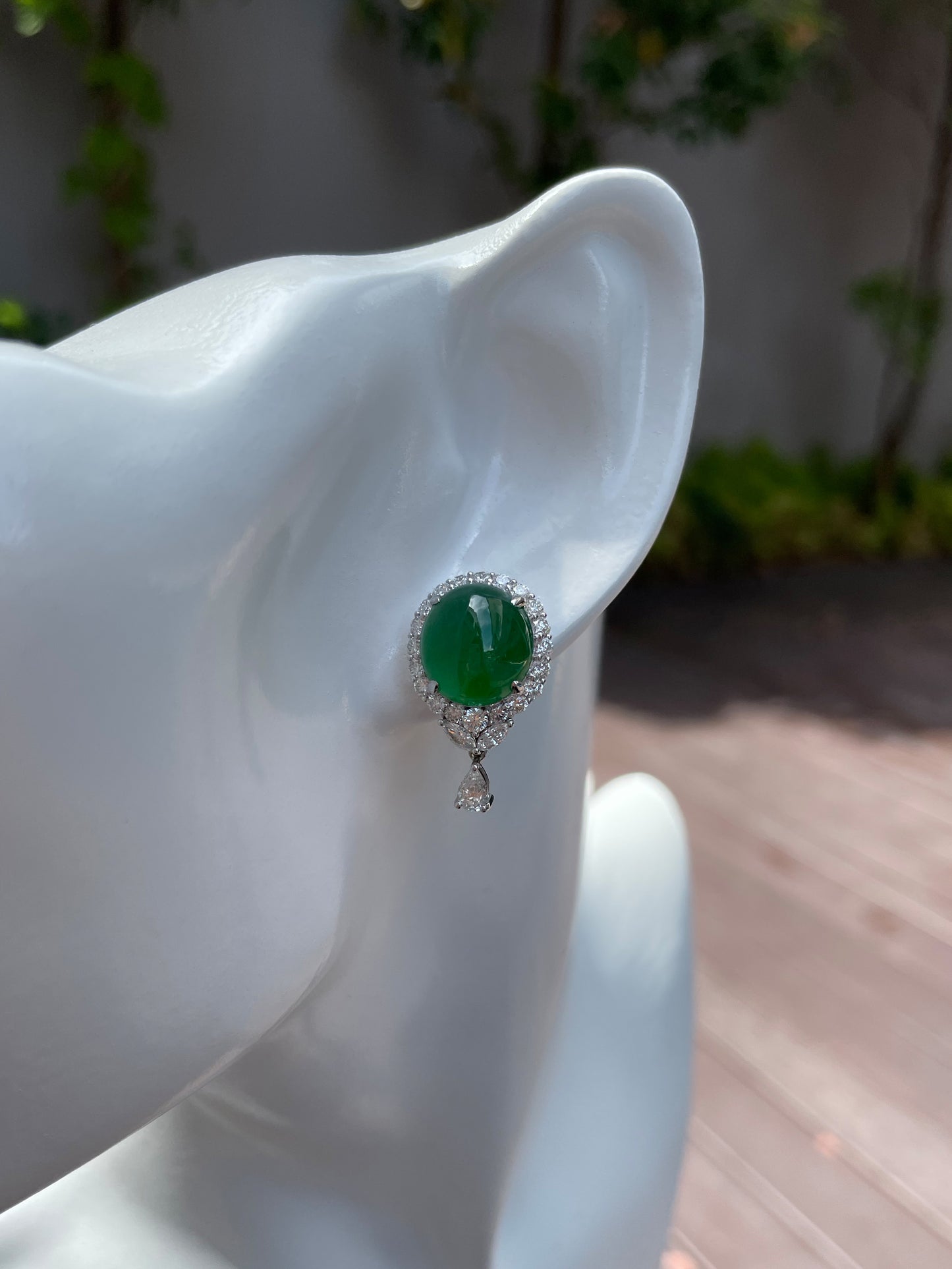 Green Jade Earrings - Cabochons (NJE058)