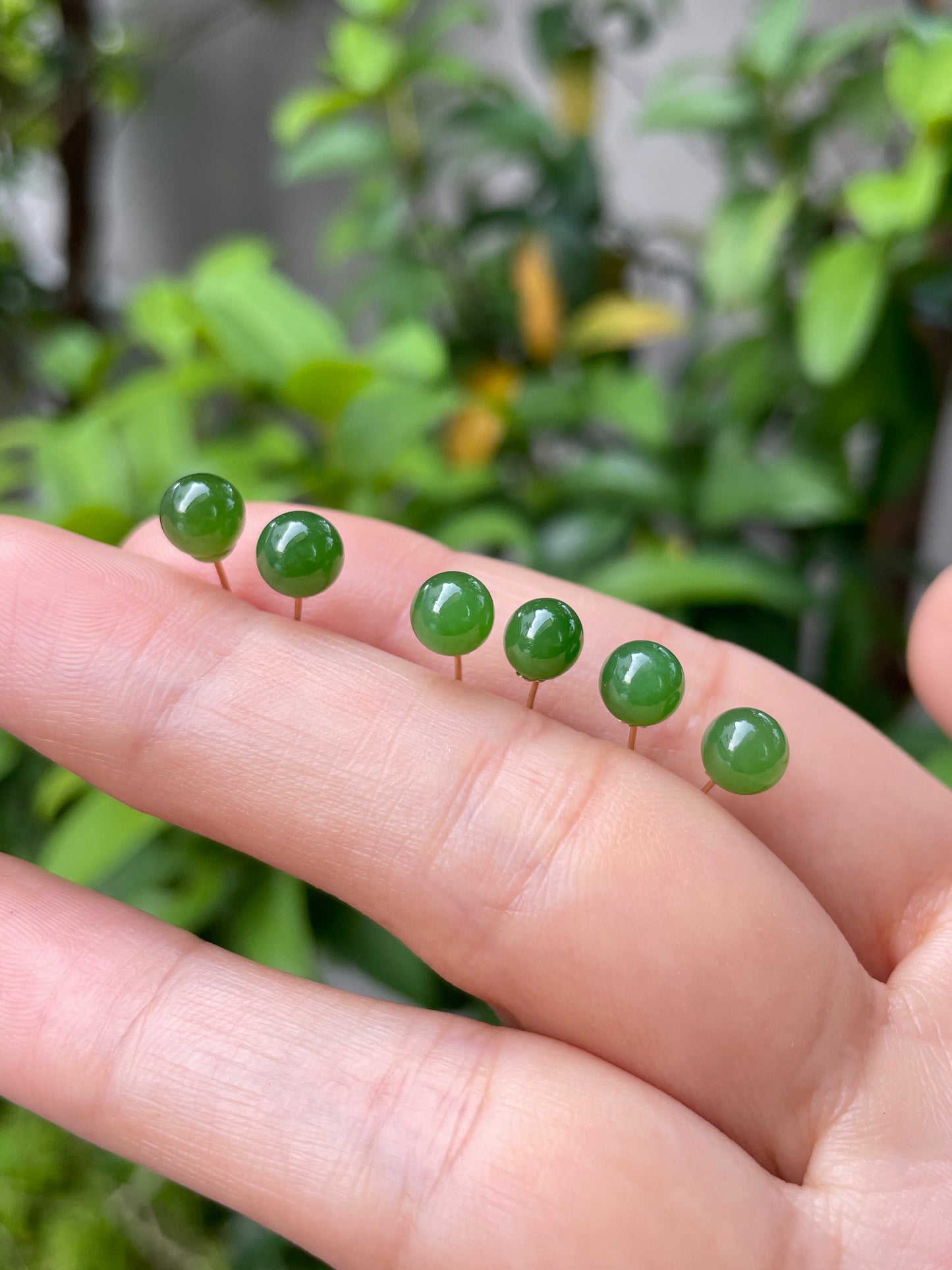 Green Nephrite Stud Earrings (NJE064)