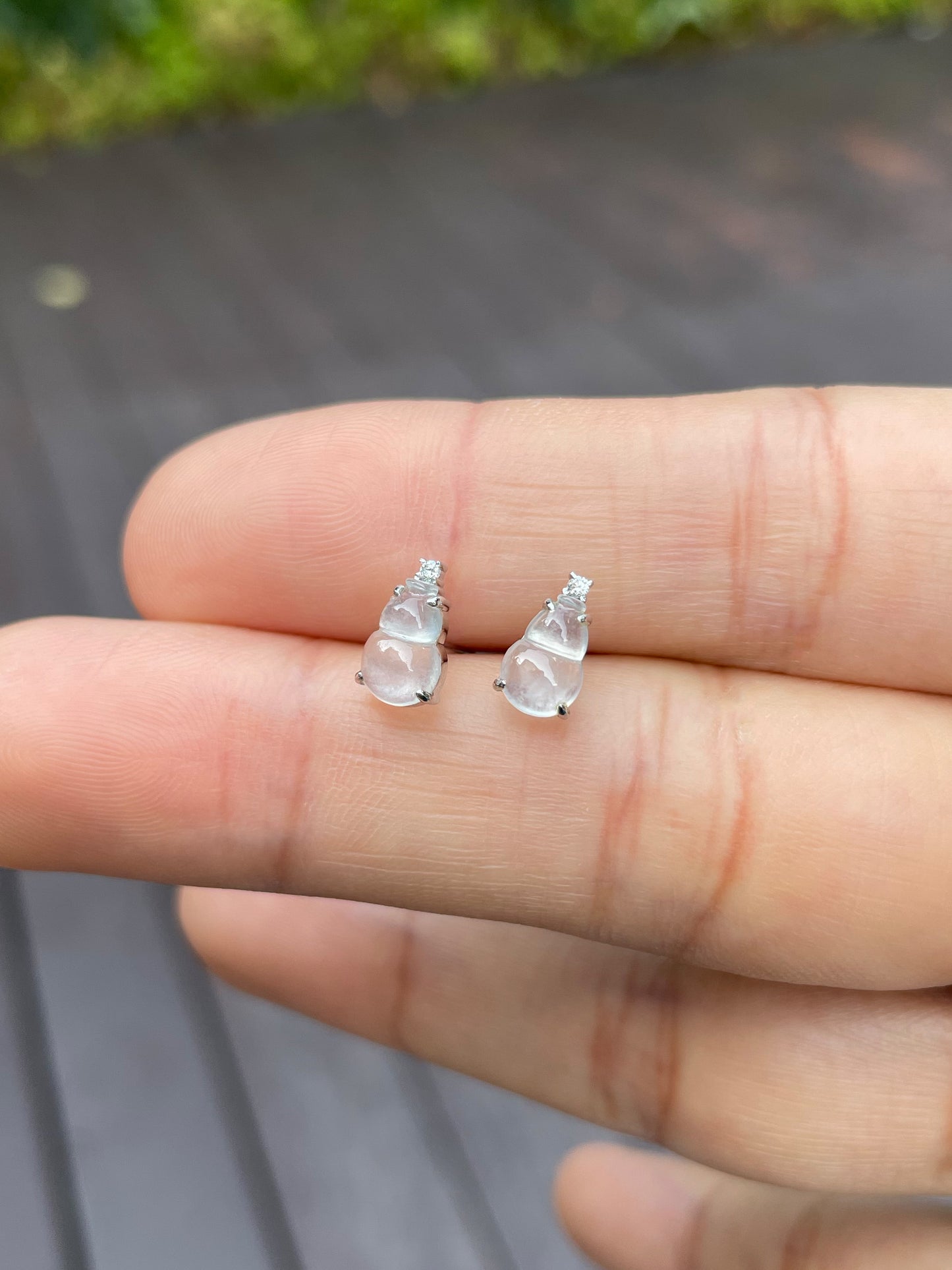 Icy Jadeite Earrings - Hu Lu 葫芦 (NJE065)