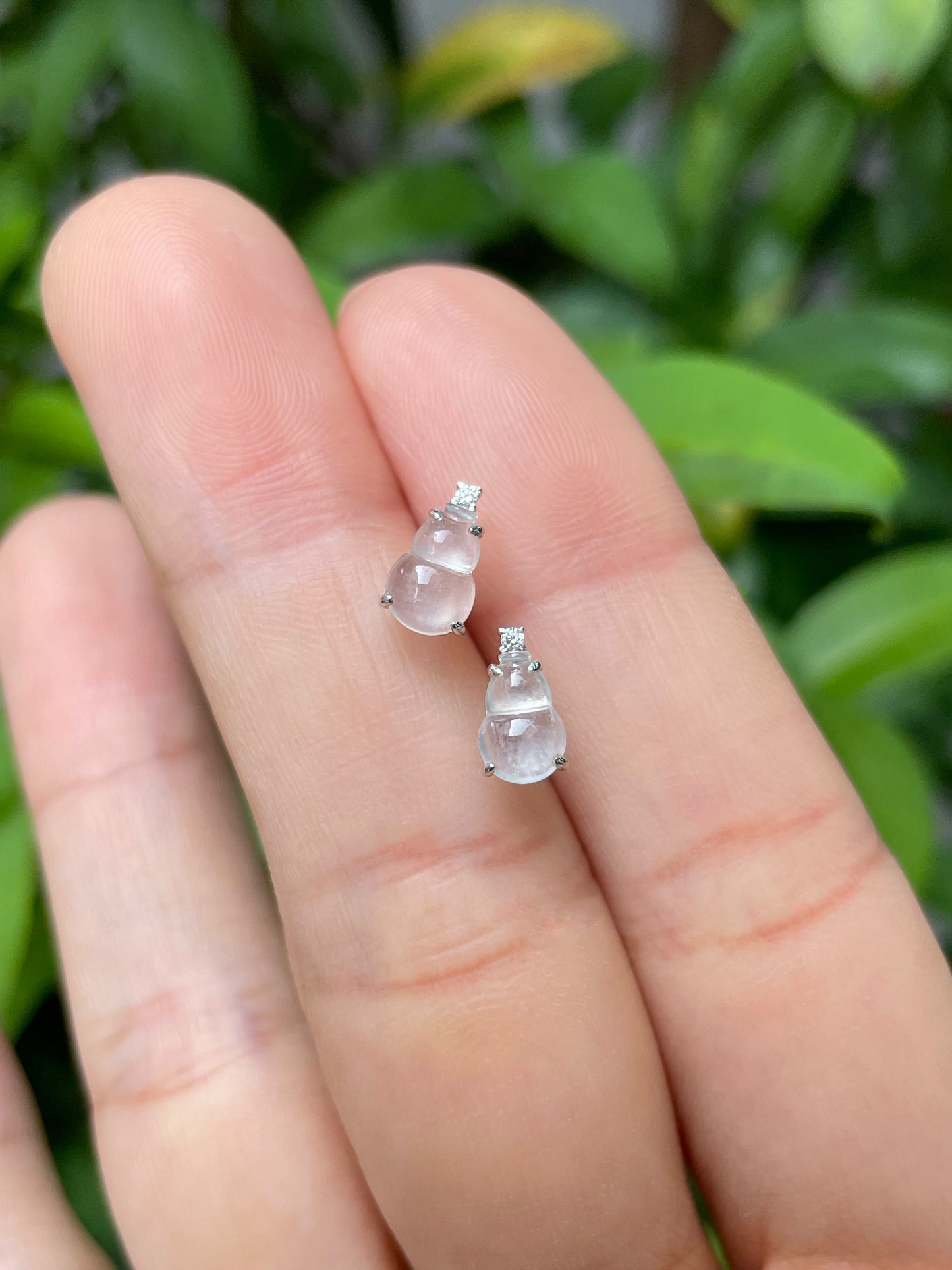Icy Jadeite Earrings - Hu Lu 葫芦 (NJE065)