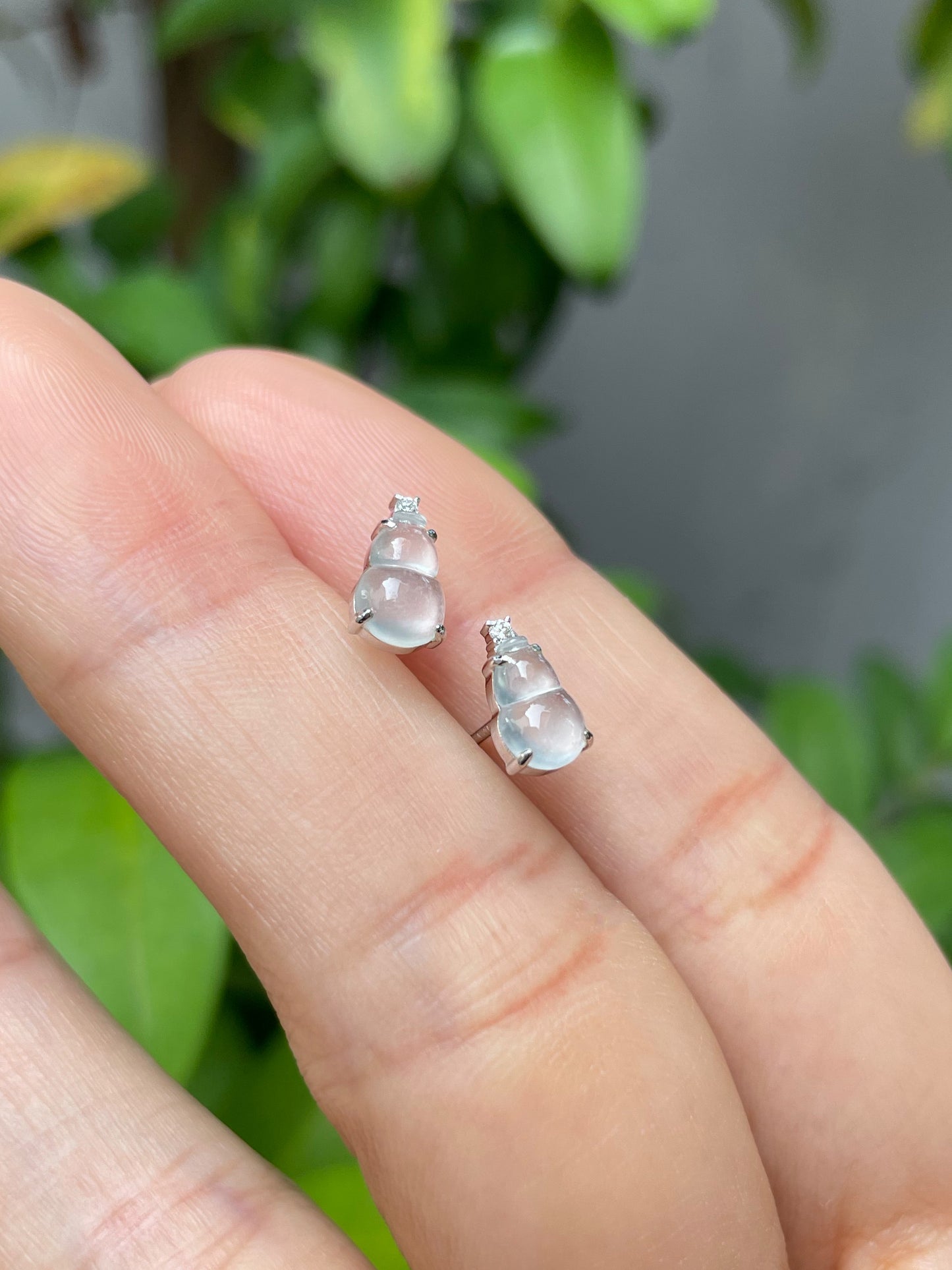 Icy Jadeite Earrings - Hu Lu 葫芦 (NJE065)