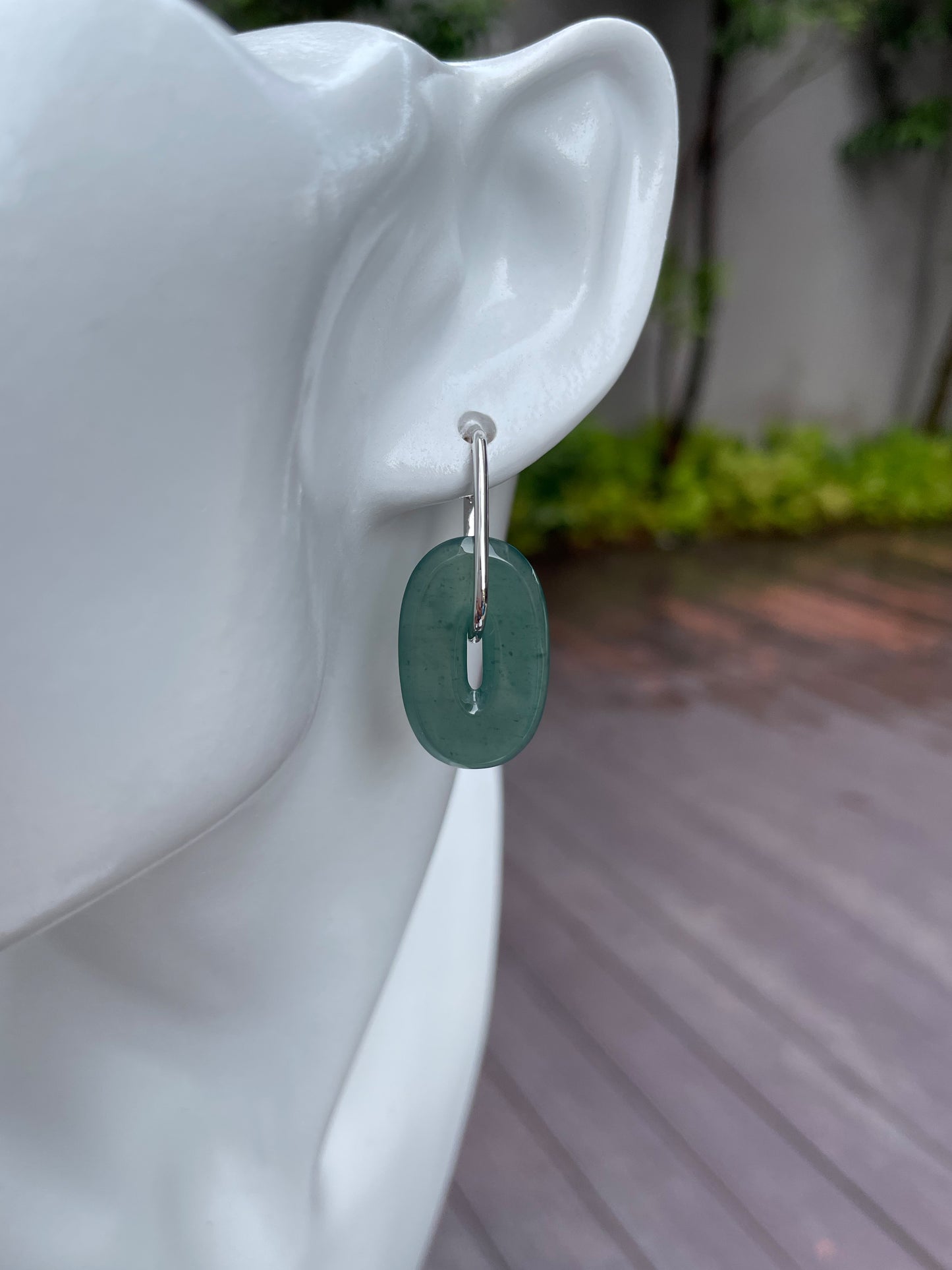 Bluish Green Jade Earrings (NJE070)