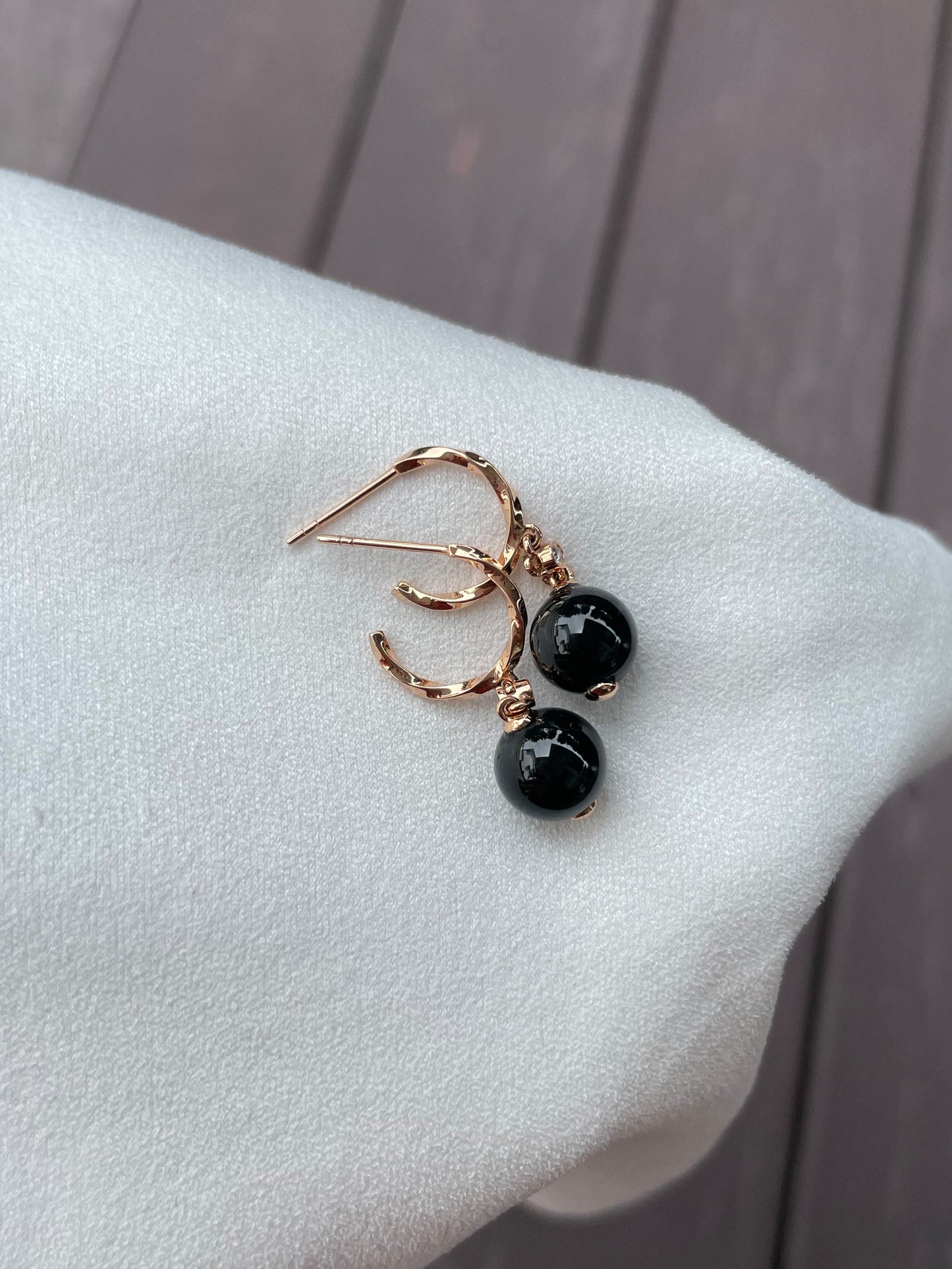 Omphacite Jade Beads Earrings (NJE072)