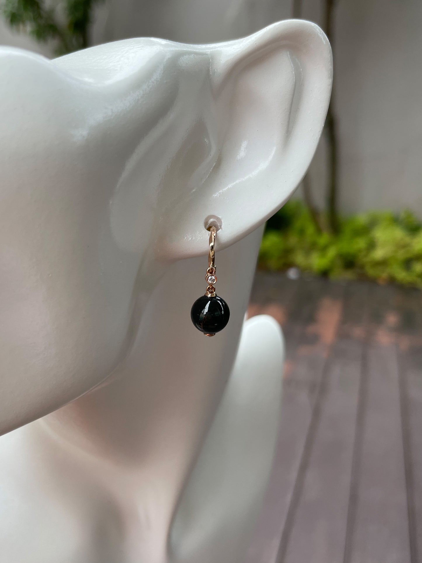 Omphacite Jade Beads Earrings (NJE072)