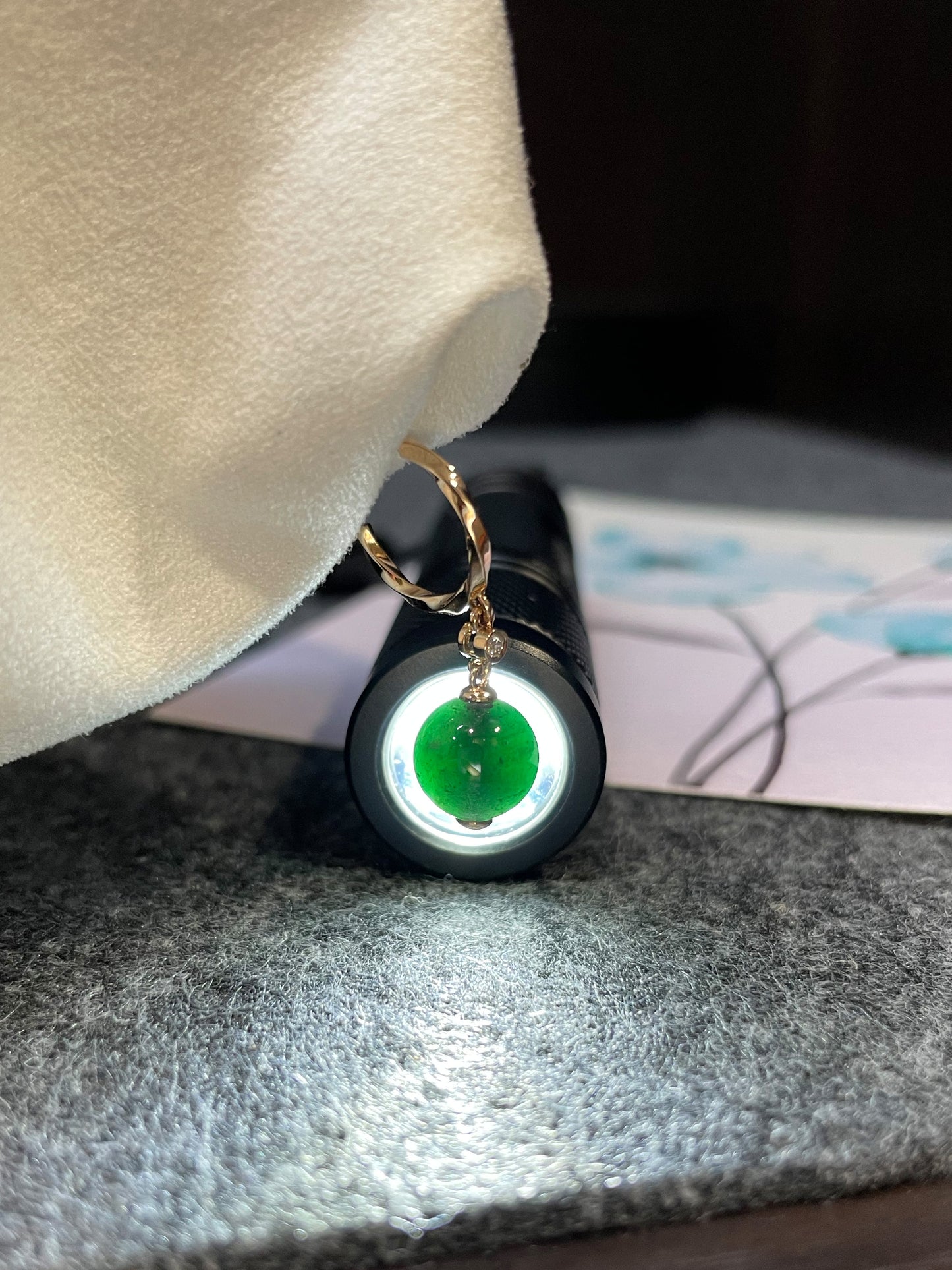 Omphacite Jade Beads Earrings (NJE072)