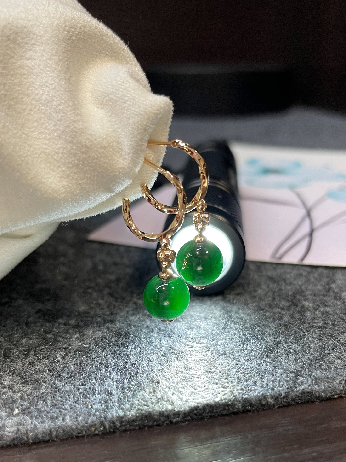 Omphacite Jade Beads Earrings (NJE072)