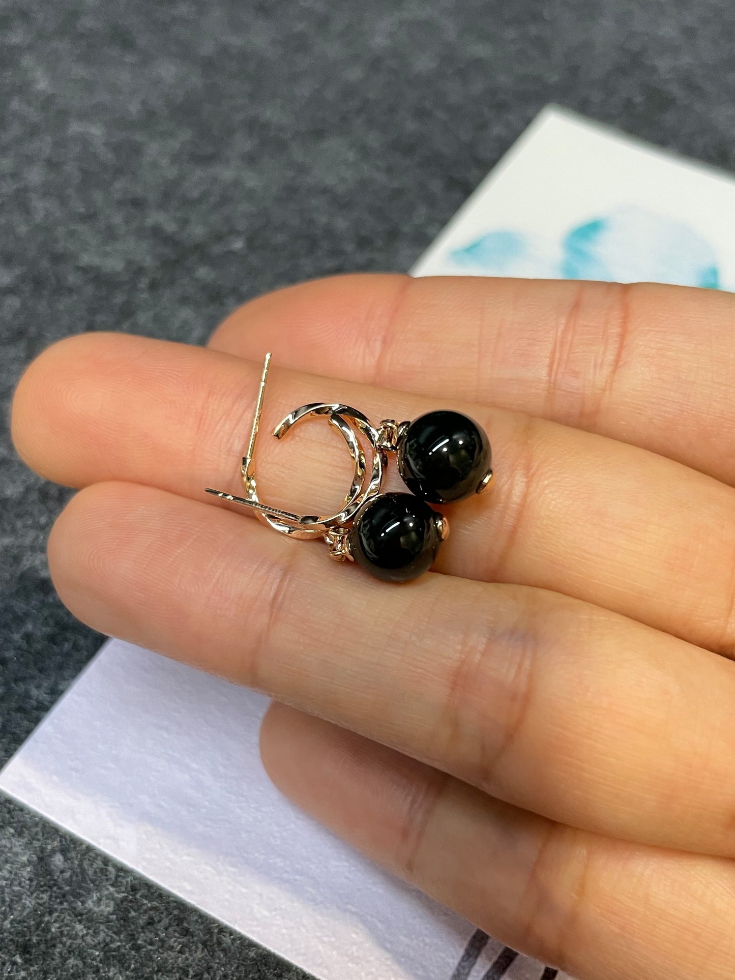 Omphacite Jade Beads Earrings (NJE072)