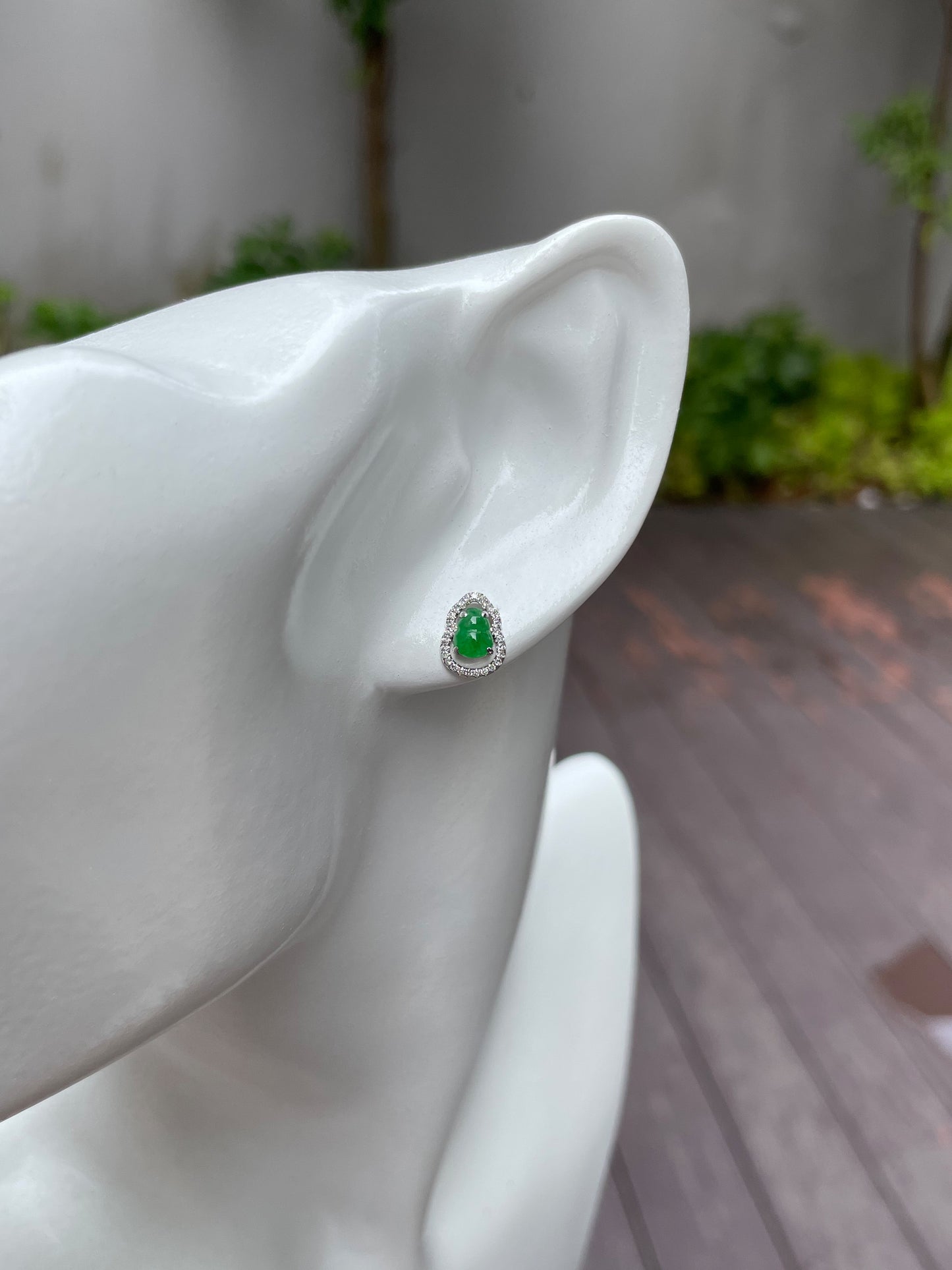 Green Jadeite Earrings - Hu Lu 葫芦 (NJE074)