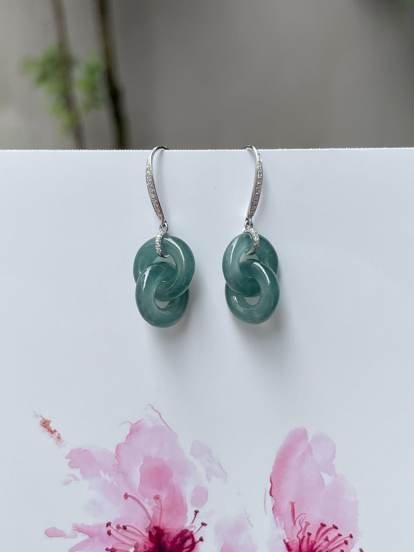 Icy Blue Jadeite Earrings - Double Hoop (NJE081)