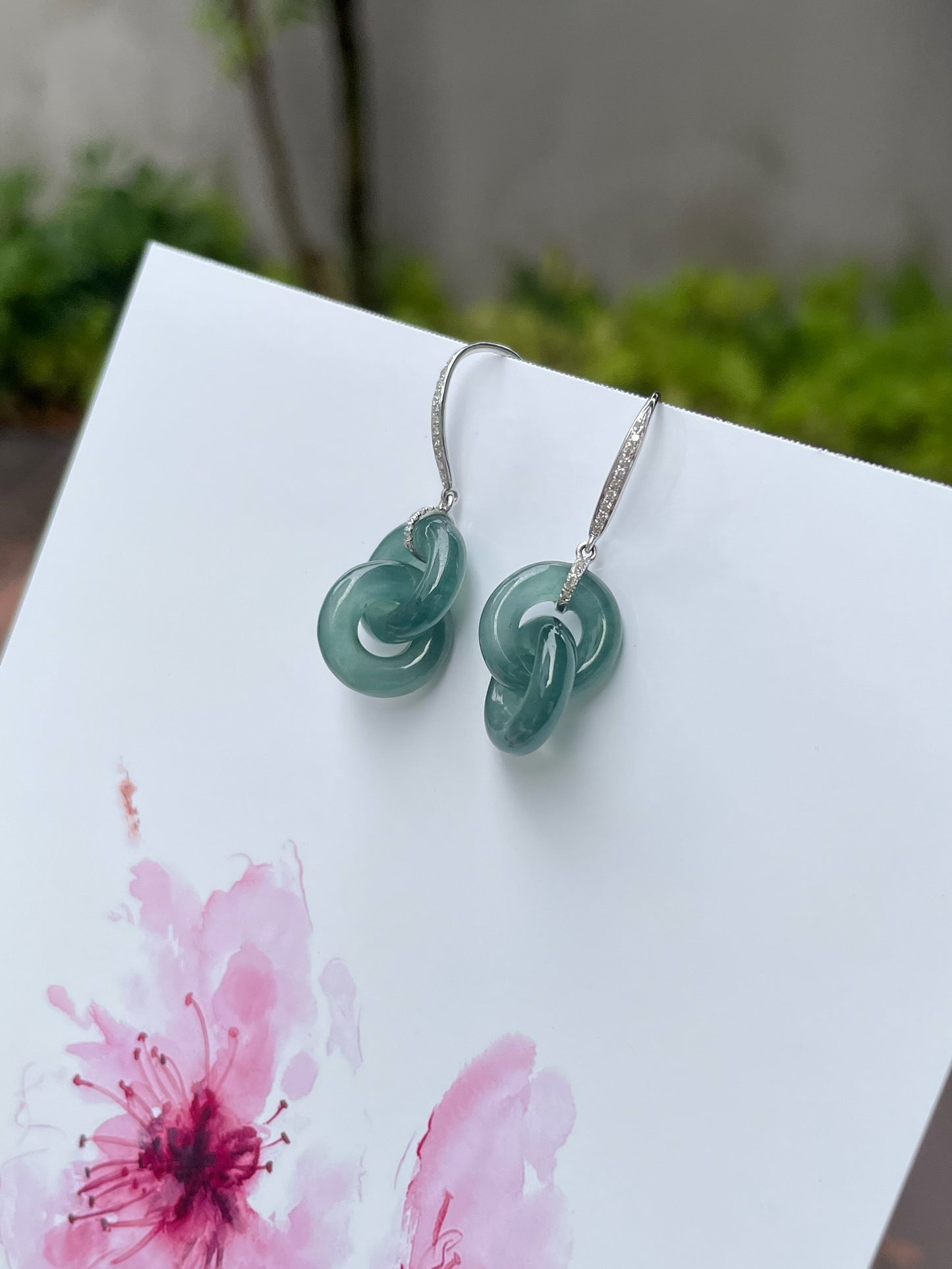 Icy Blue Jadeite Earrings - Double Hoop (NJE081)