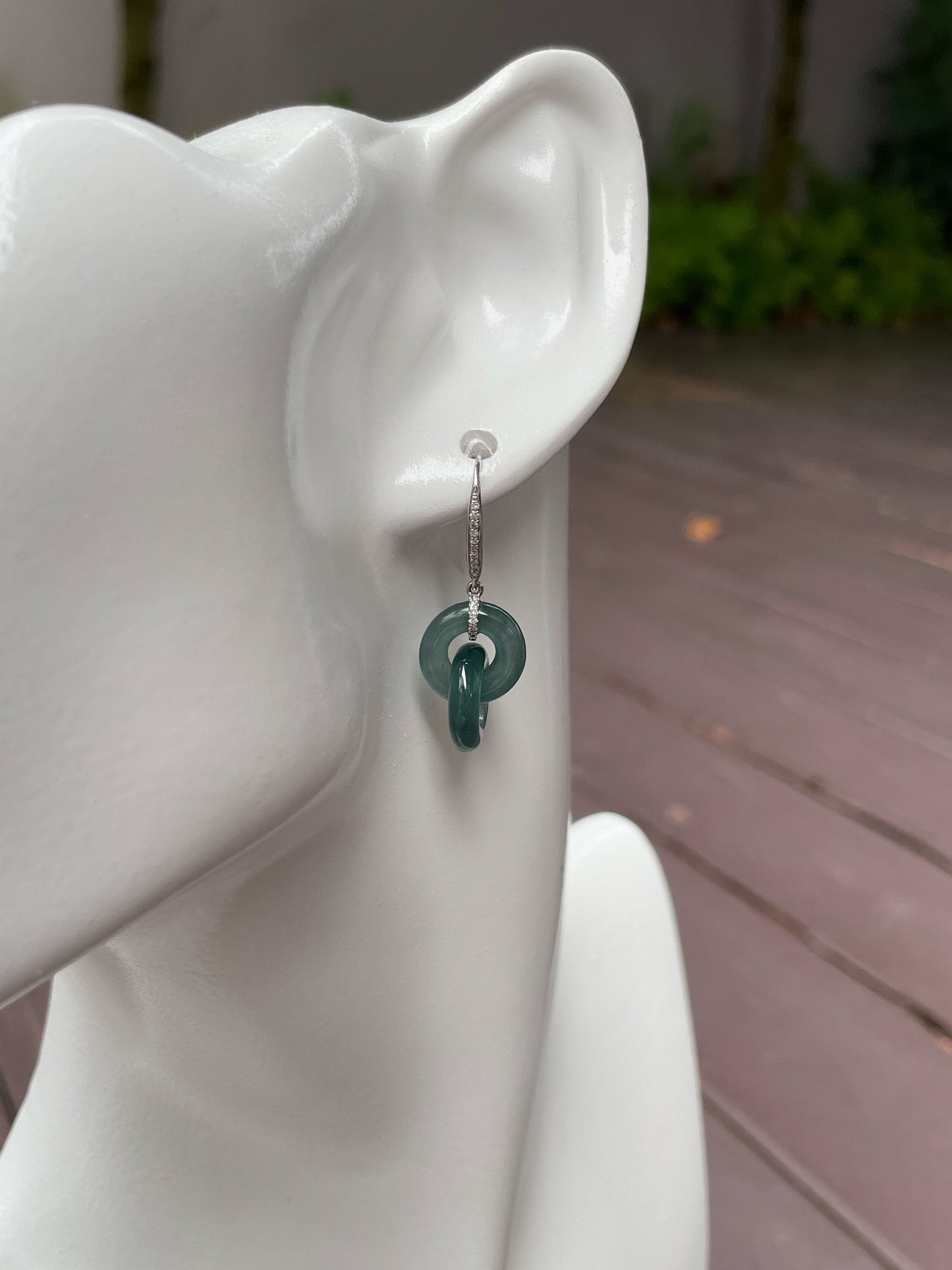 Icy Blue Jadeite Earrings - Double Hoop (NJE081)