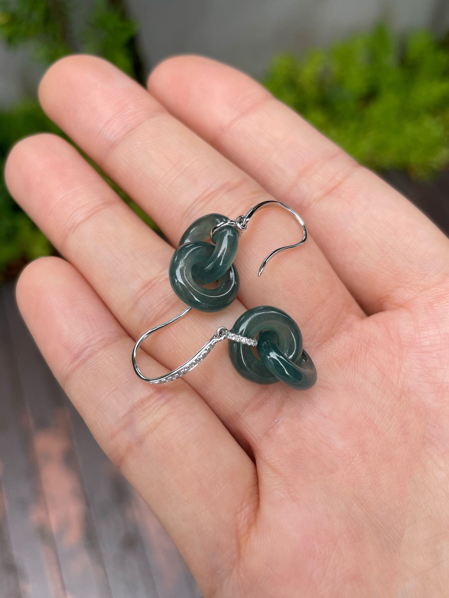 Icy Blue Jadeite Earrings - Double Hoop (NJE081)