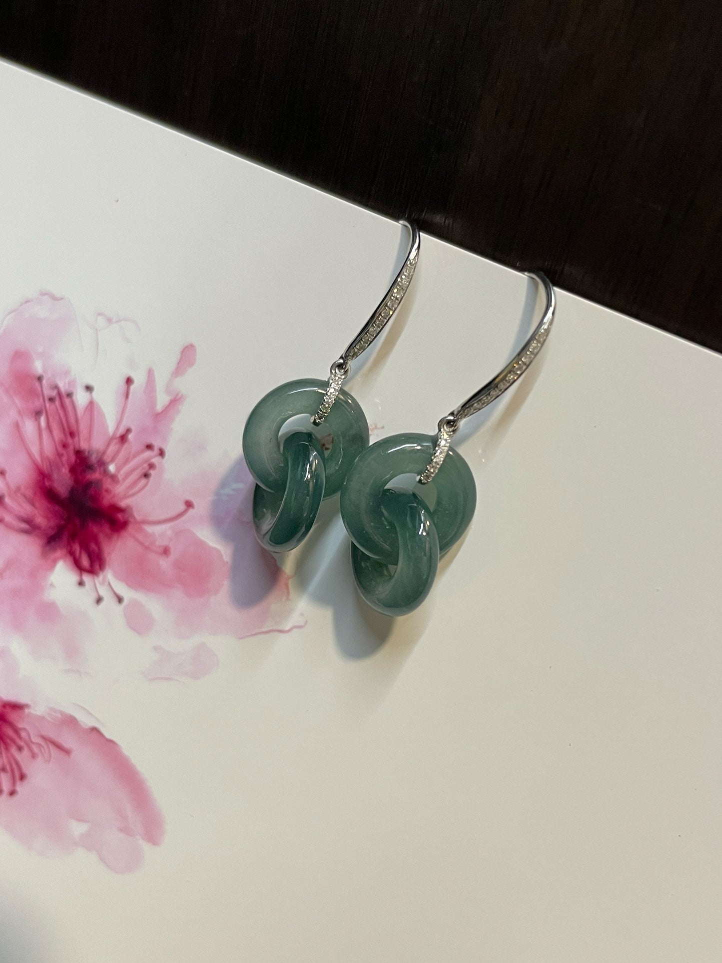 Icy Blue Jadeite Earrings - Double Hoop (NJE081)