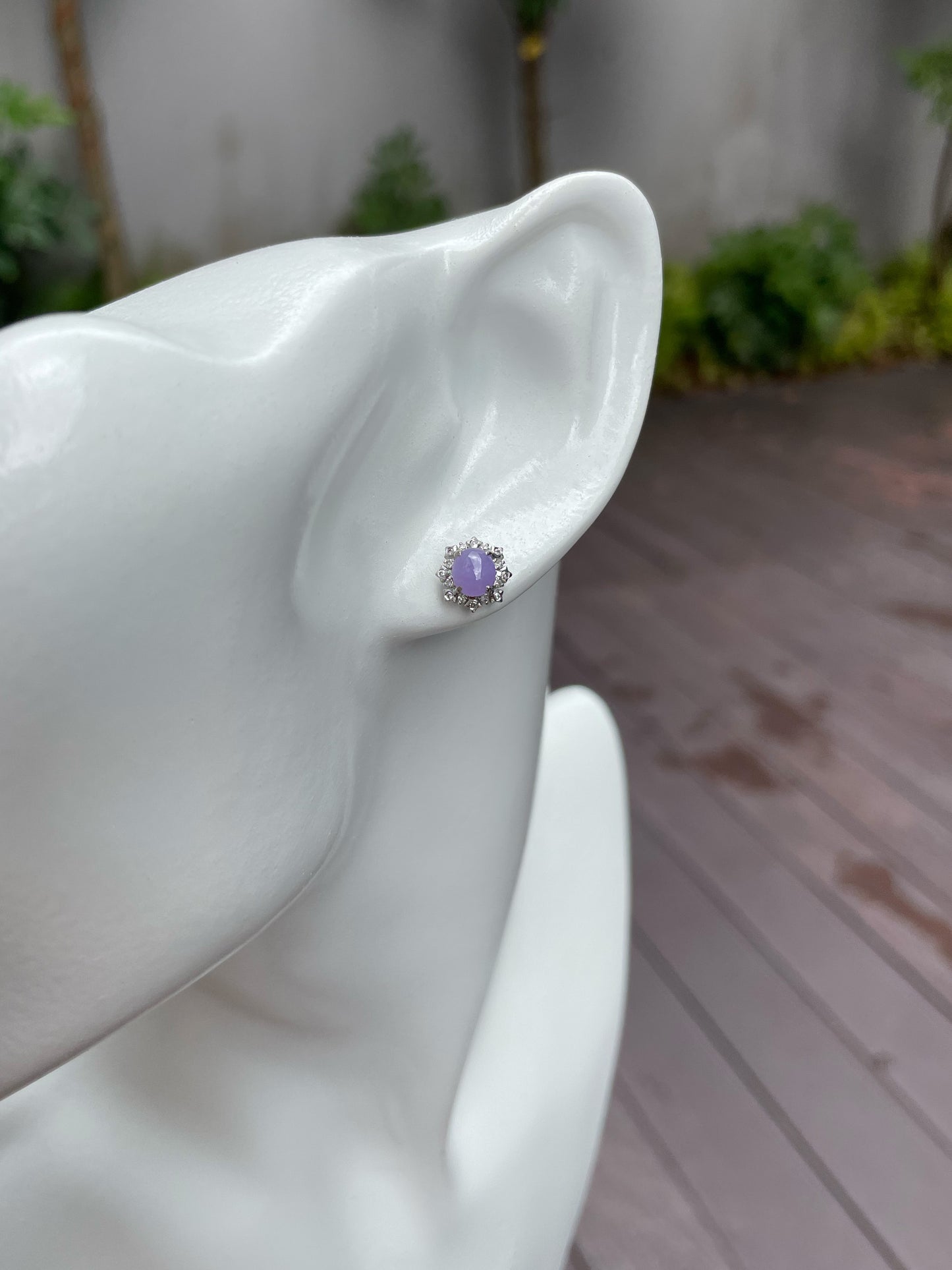 Lavender Jade Cabochon Earrings (NJE085)