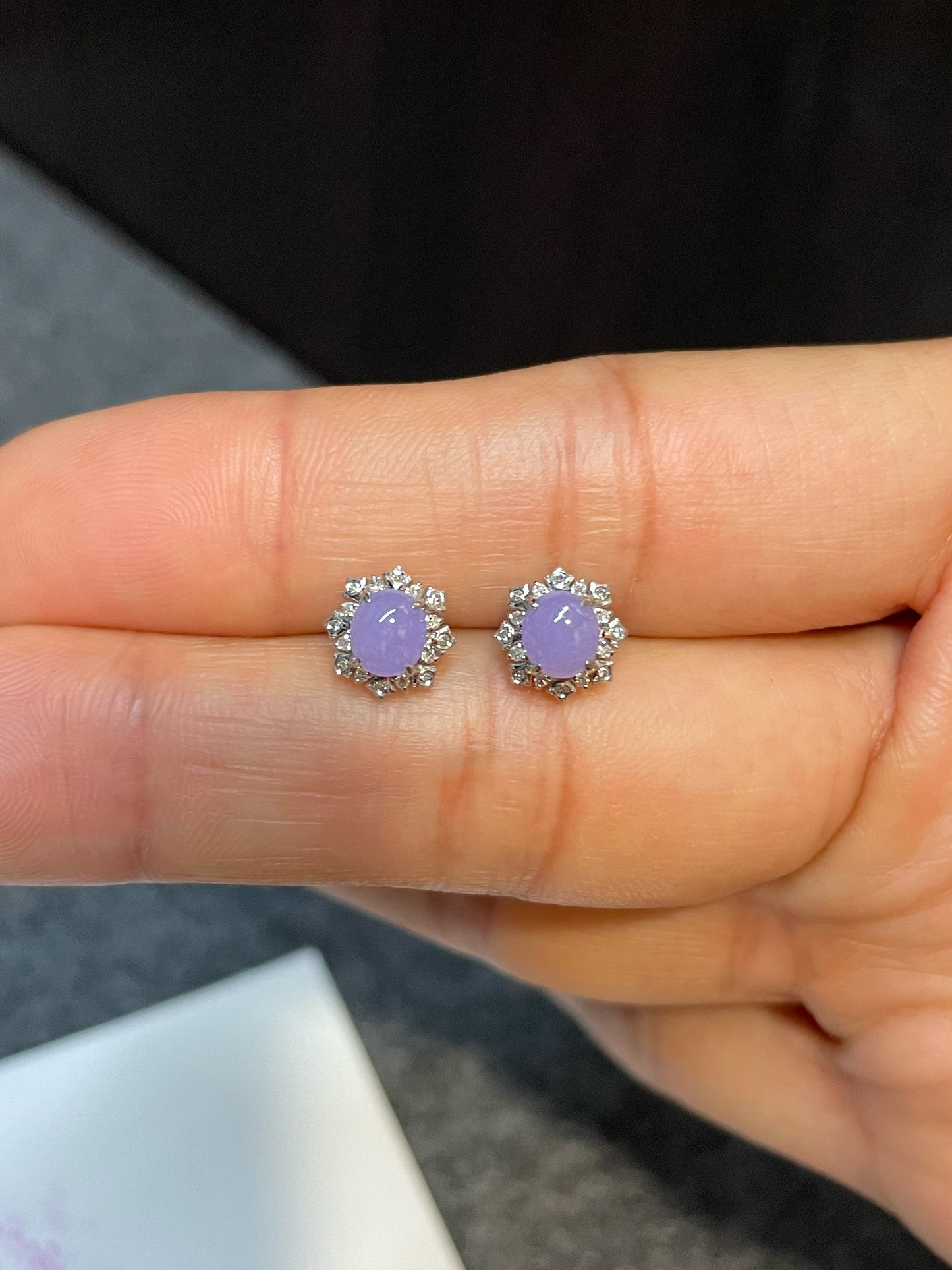 Lavender Jade Cabochon Earrings (NJE085)