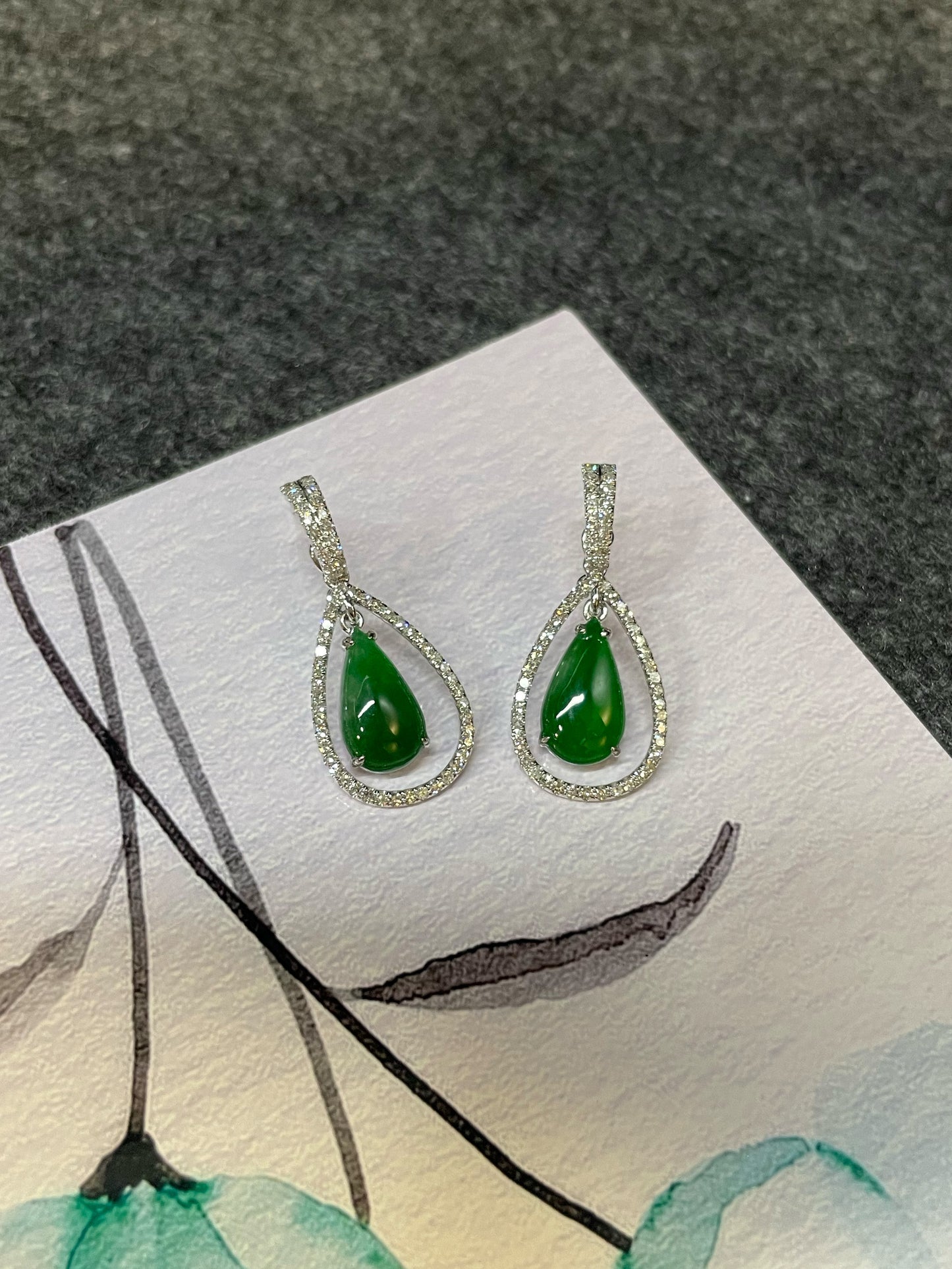 Green Jade Earrings / Pendant (NJE086)