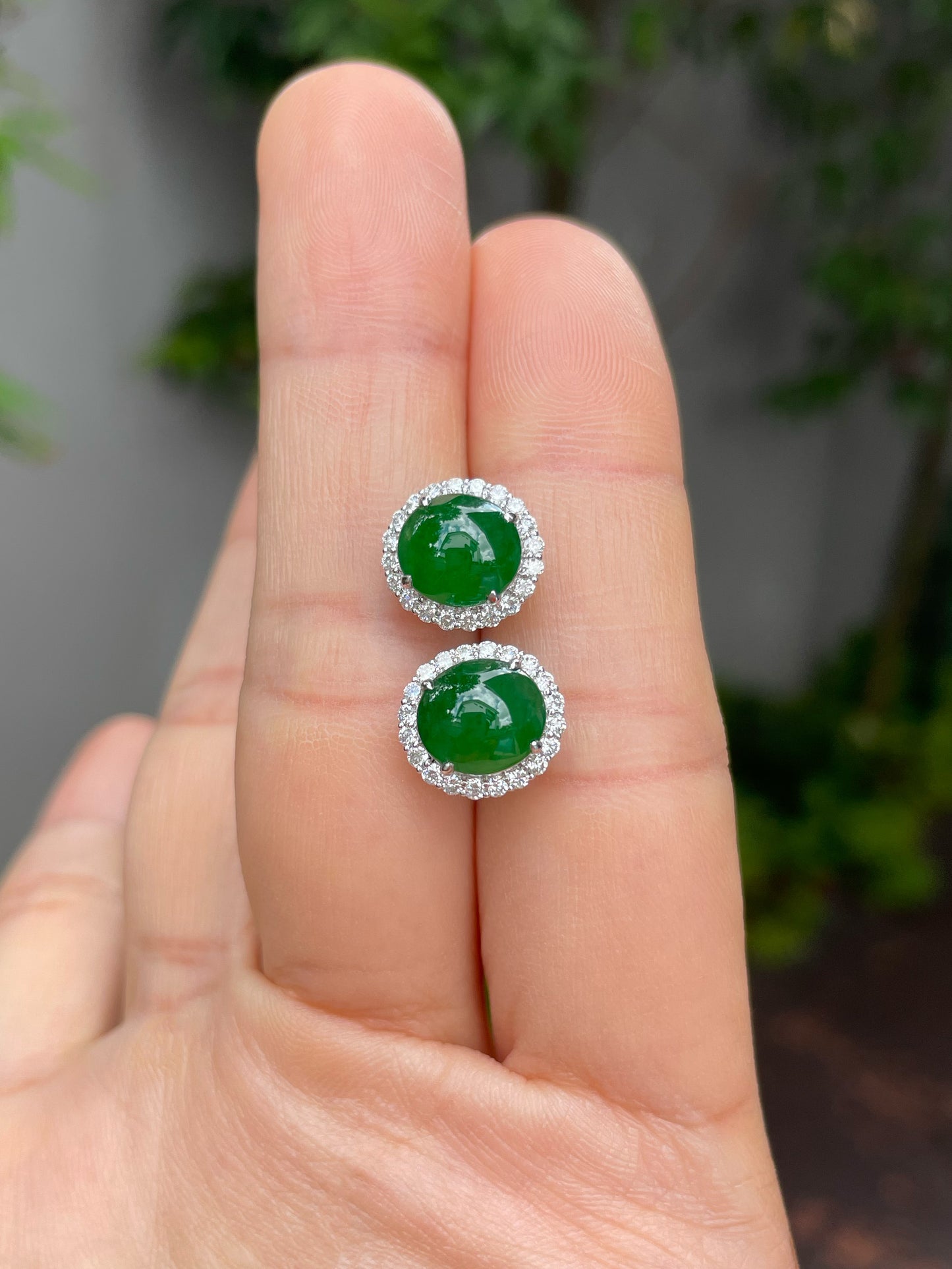 Green Jade Earrings - Cabochons (NJE091)