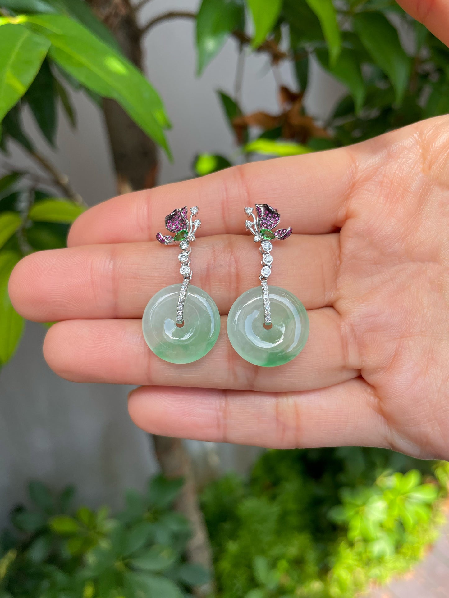 Icy Green Jade Earrings - Safety Coin (NJE095)