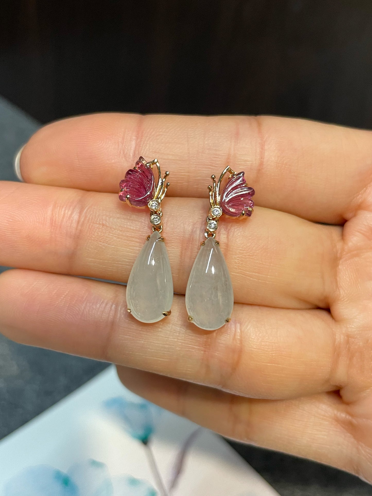 Icy Jade Teardrop Earrings (NJE103)
