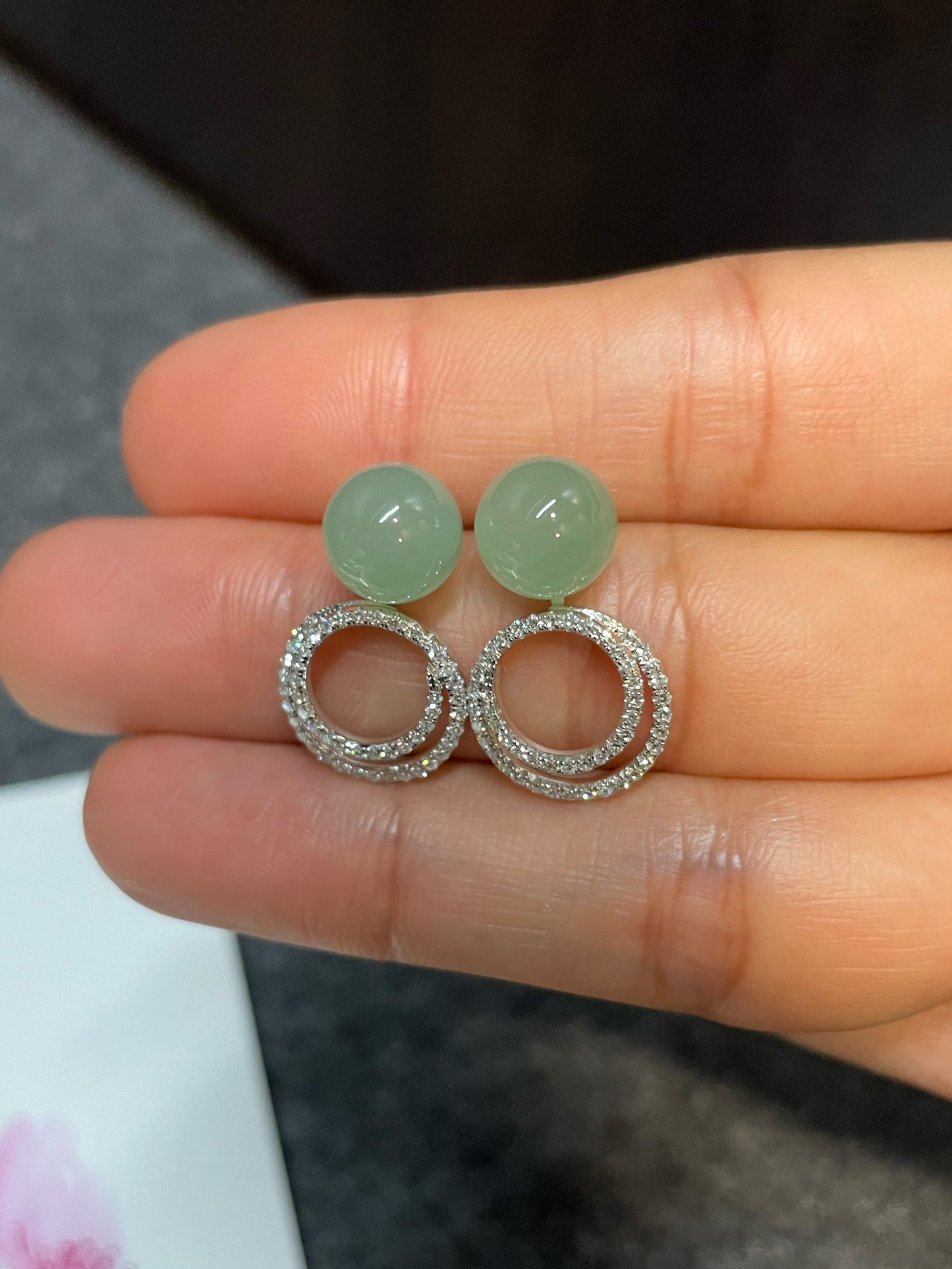 Light Green Jade Ball Earrings (NJE106)