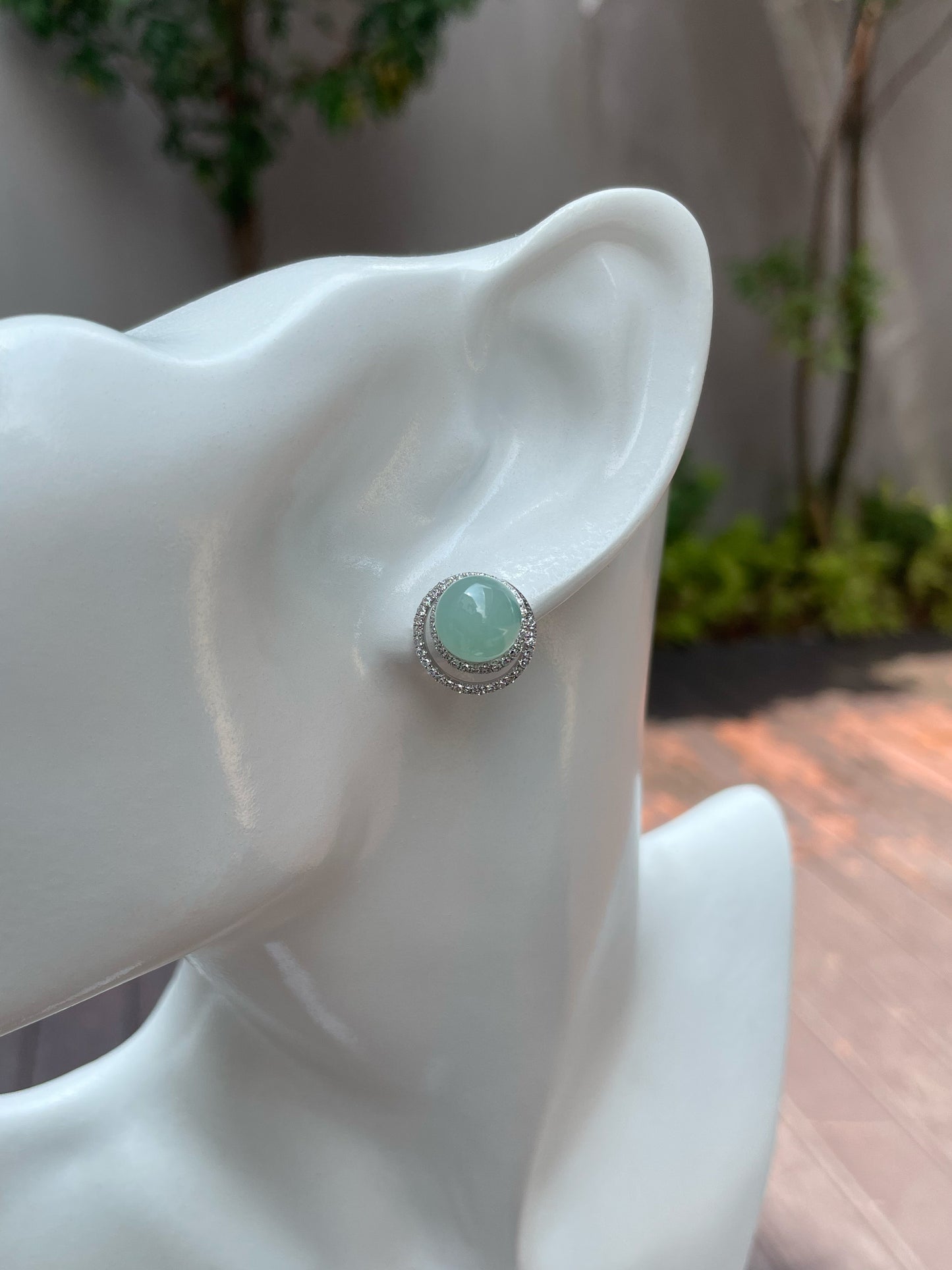 Light Green Jade Ball Earrings (NJE106)