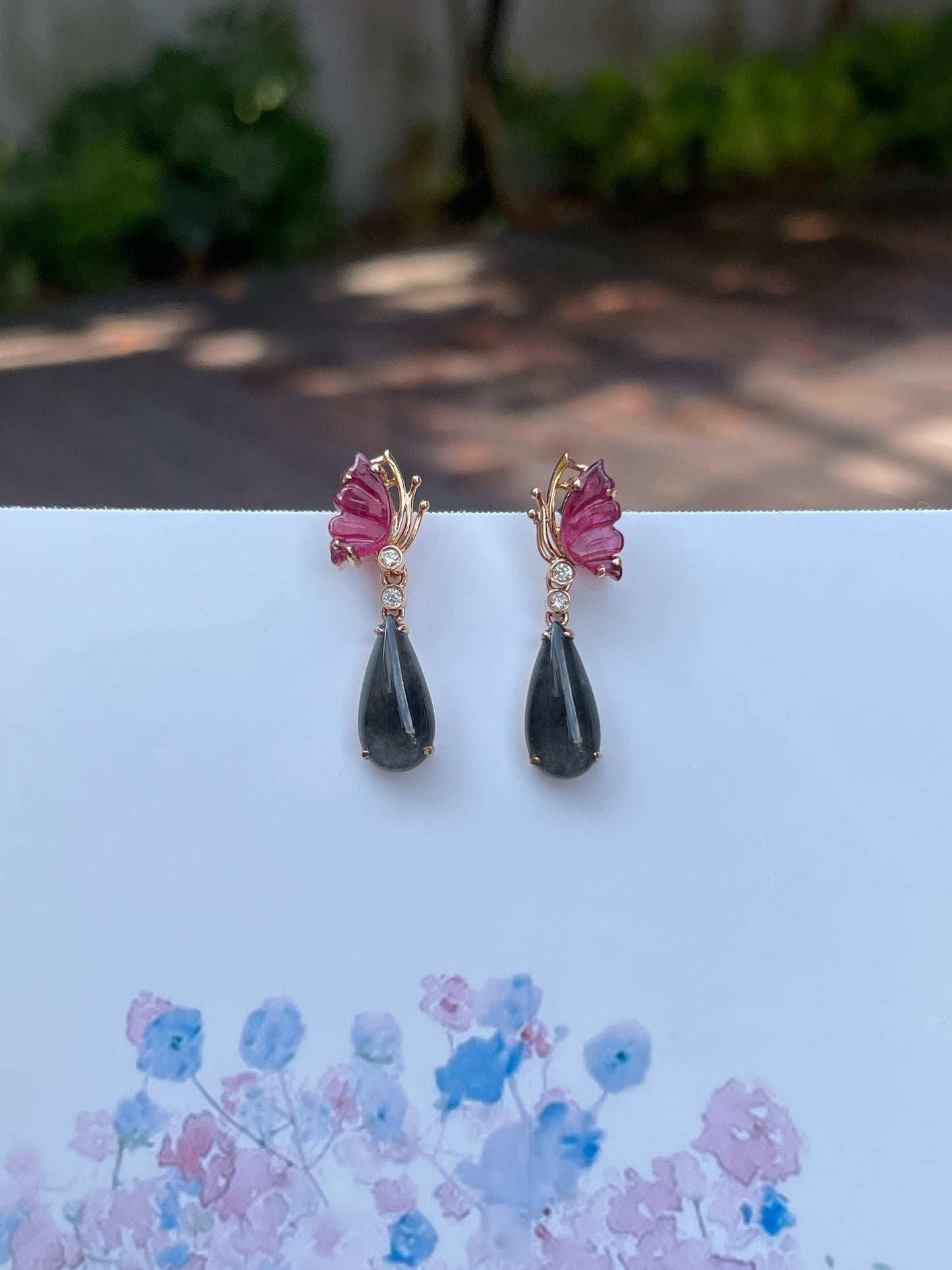 Icy Black & Icy Green Jade Earrings / Pendant (NJE114)