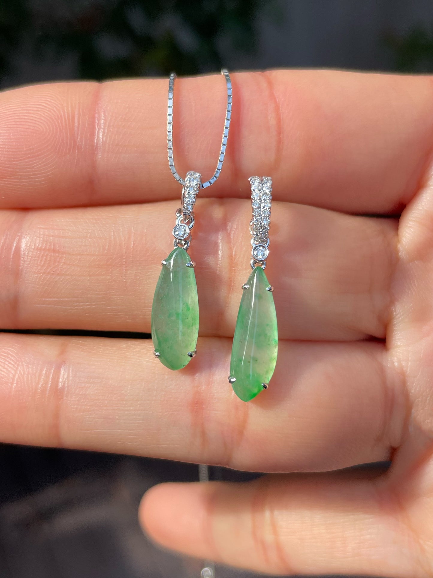 Icy Black & Icy Green Jade Earrings / Pendant (NJE114)
