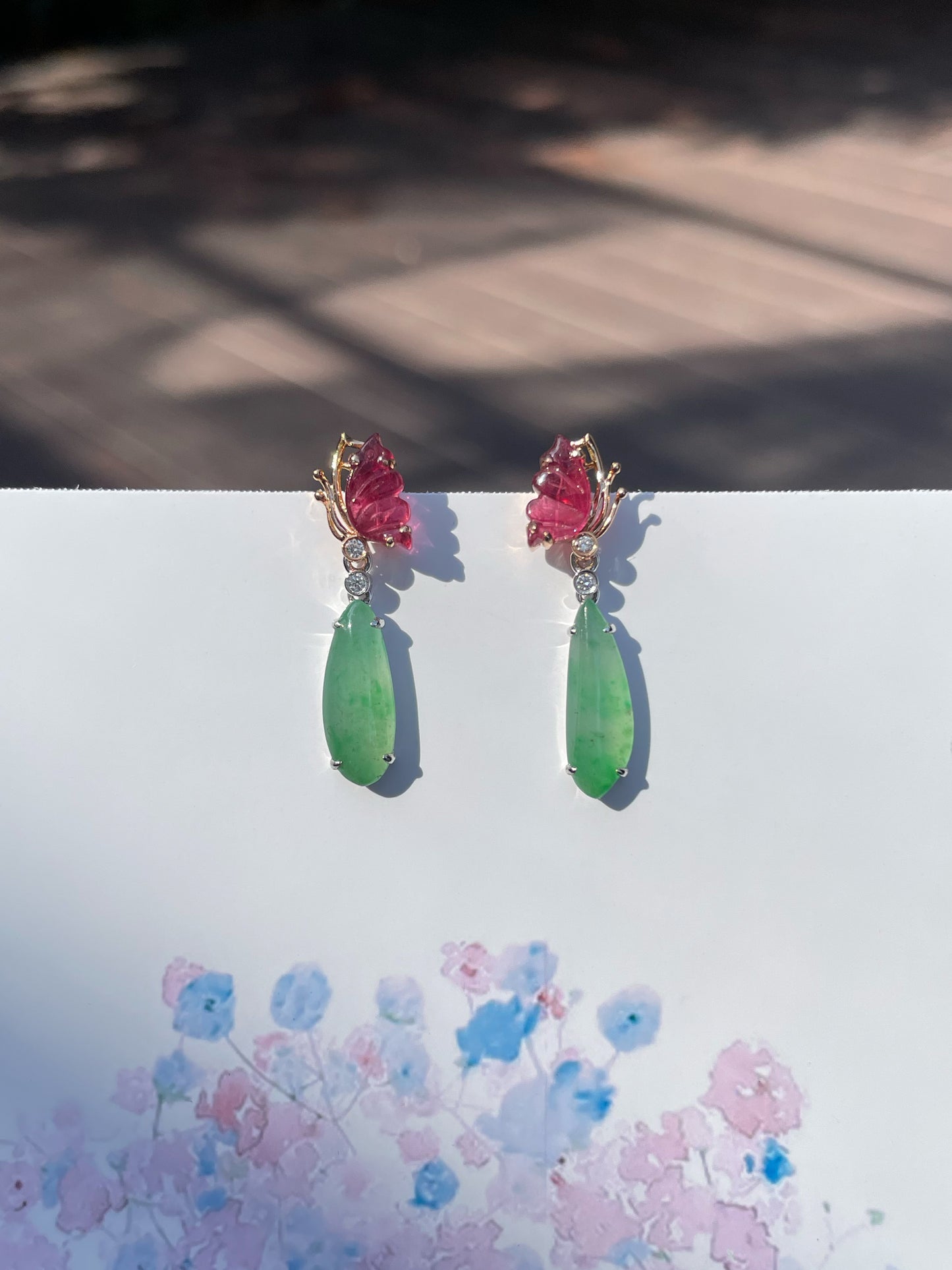 Icy Black & Icy Green Jade Earrings / Pendant (NJE114)