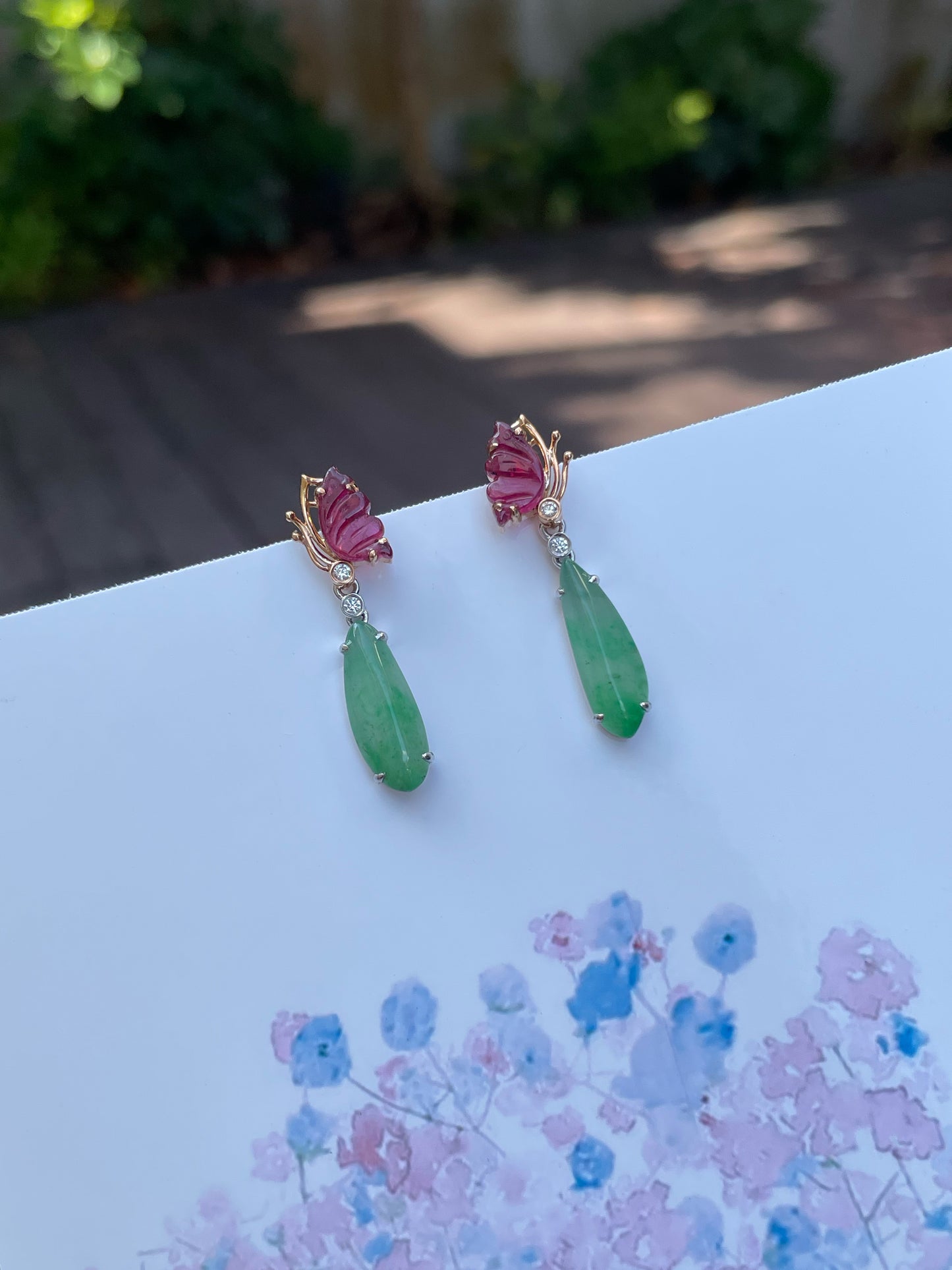 Icy Black & Icy Green Jade Earrings / Pendant (NJE114)
