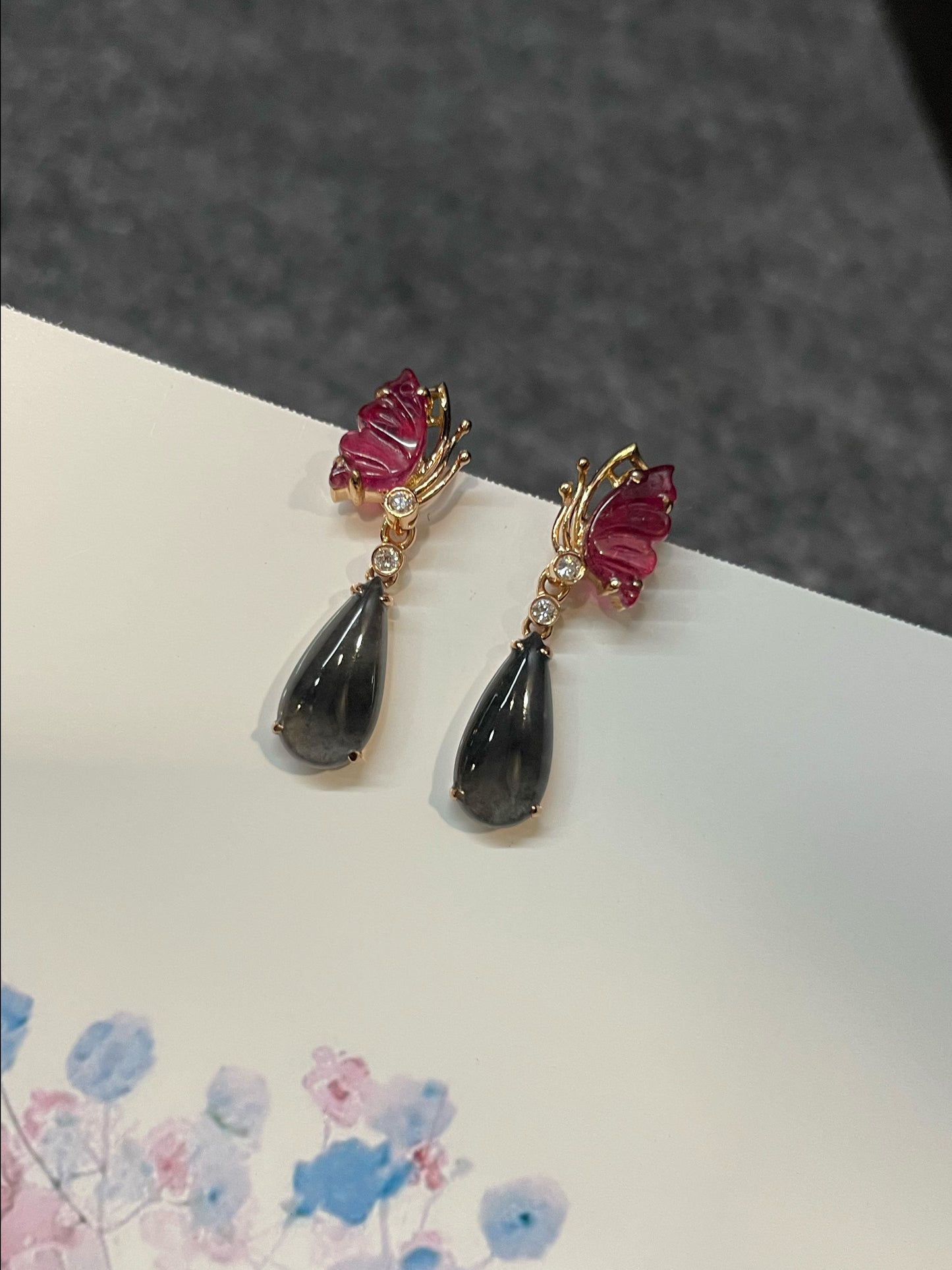 Icy Black & Icy Green Jade Earrings / Pendant (NJE114)