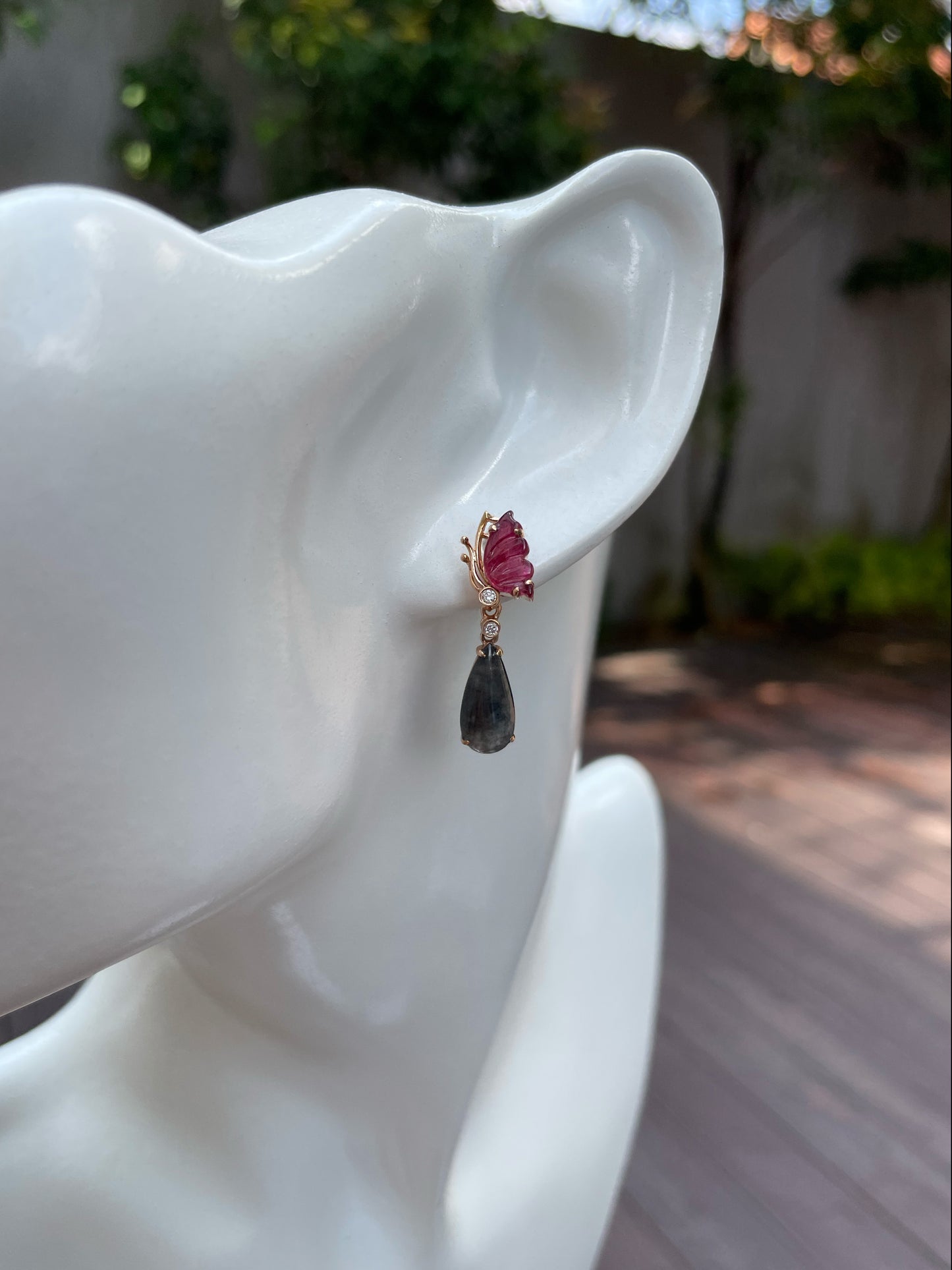 Icy Black & Icy Green Jade Earrings / Pendant (NJE114)