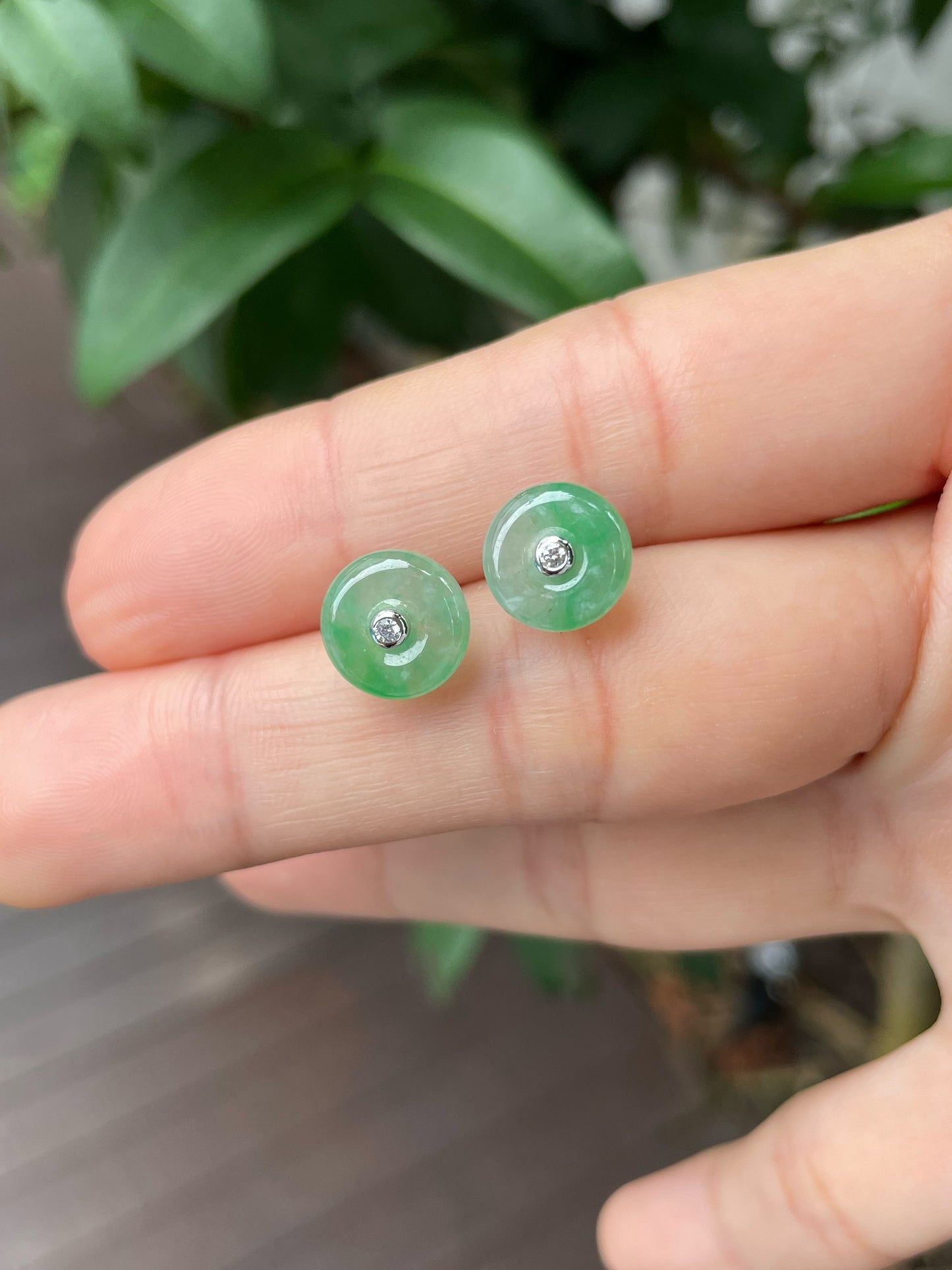 Green Jade Earrings - Safety Coin (NJE124)