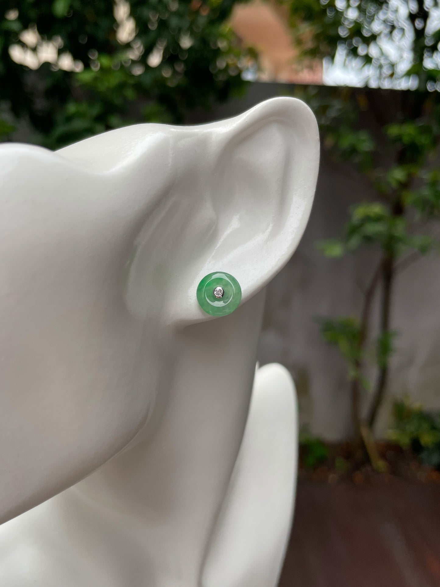 Green Jade Earrings - Safety Coin (NJE124)