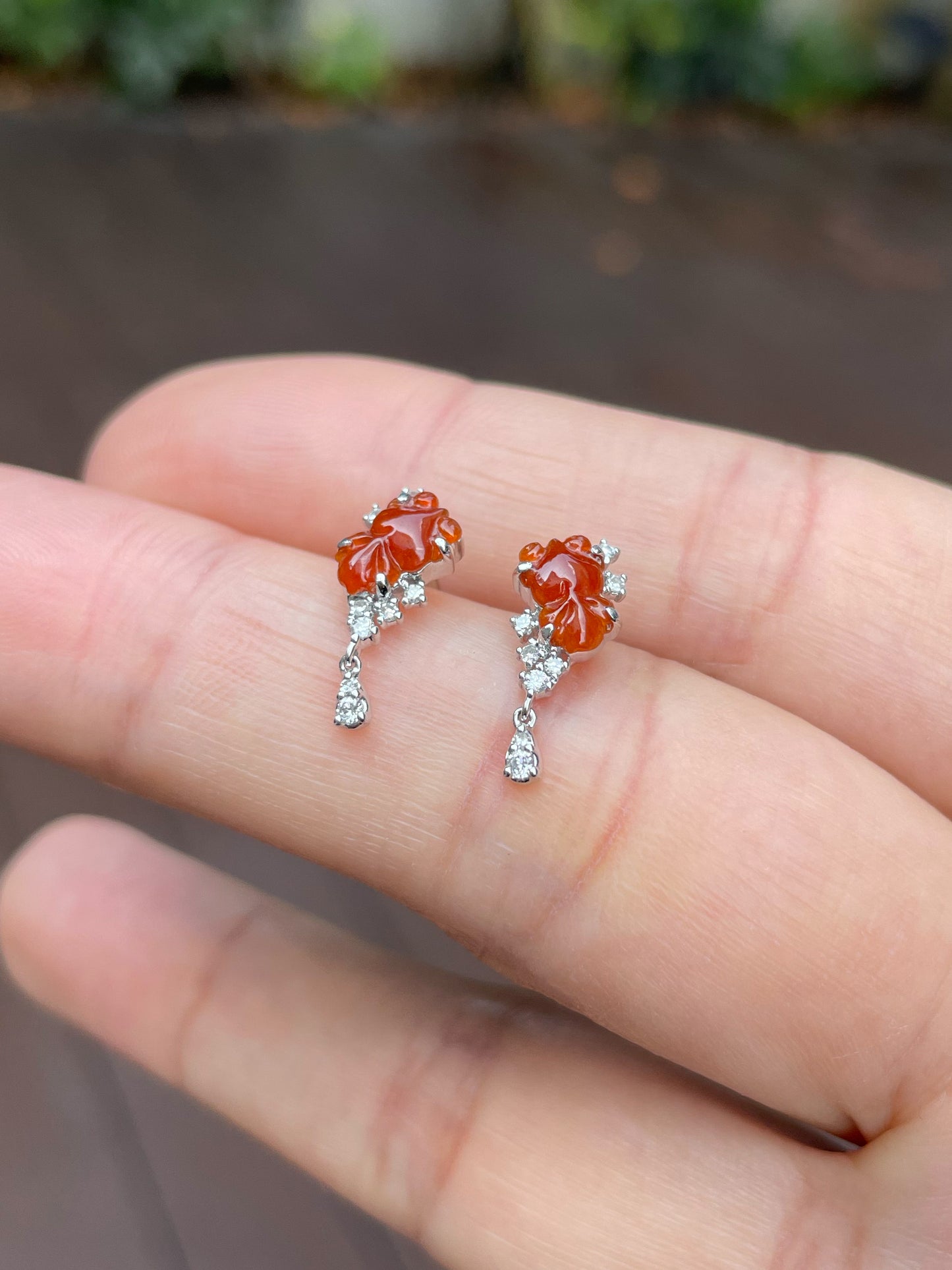 Red Jade Earrings - Goldfish (NJE127)