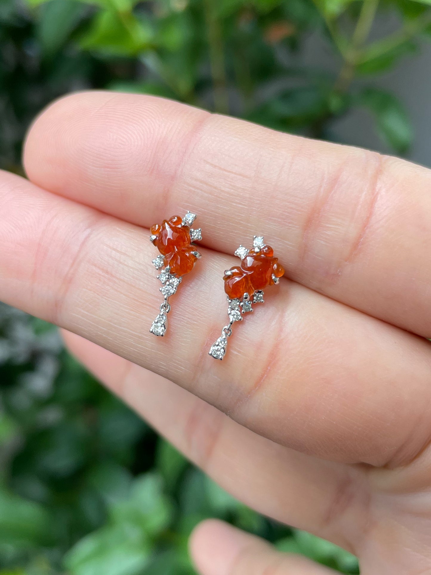 Red Jade Earrings - Goldfish (NJE127)