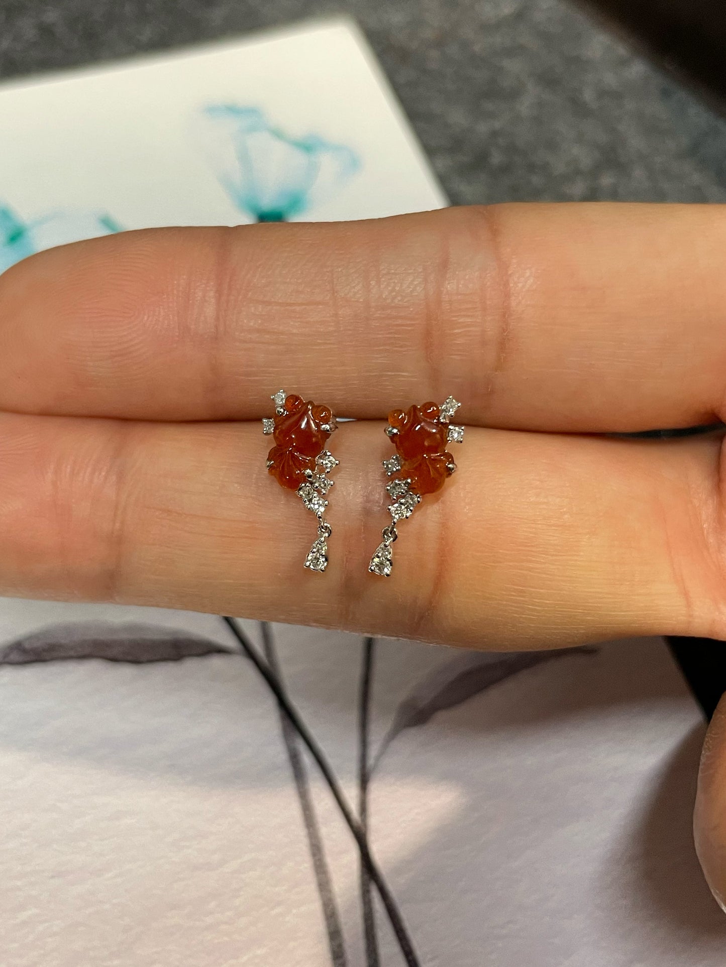Red Jade Earrings - Goldfish (NJE127)