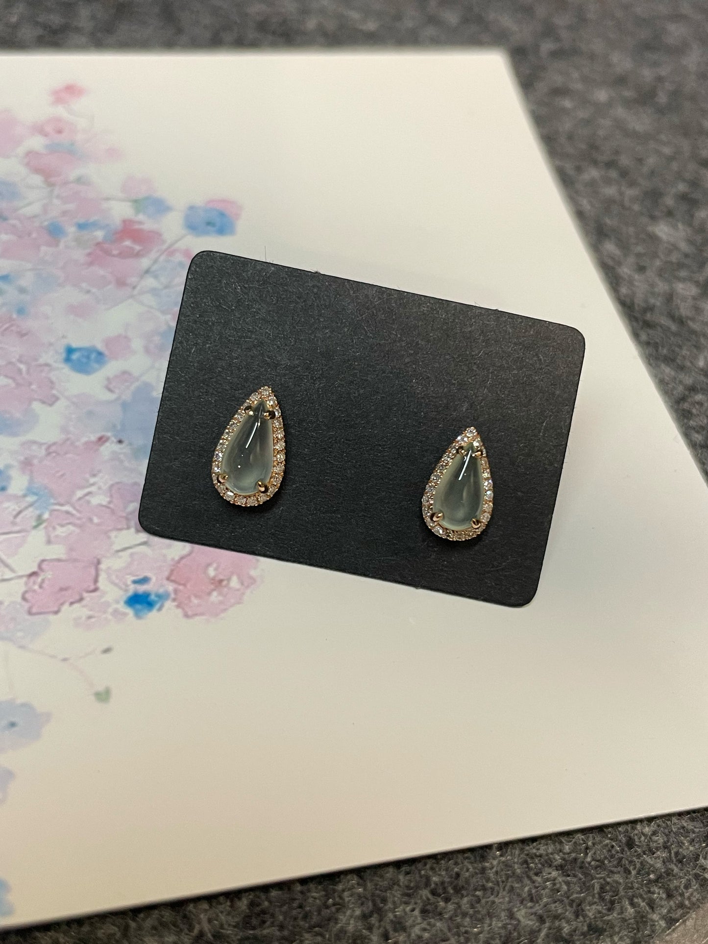 Glassy Jade Earrings - Teardrops (NJE131)