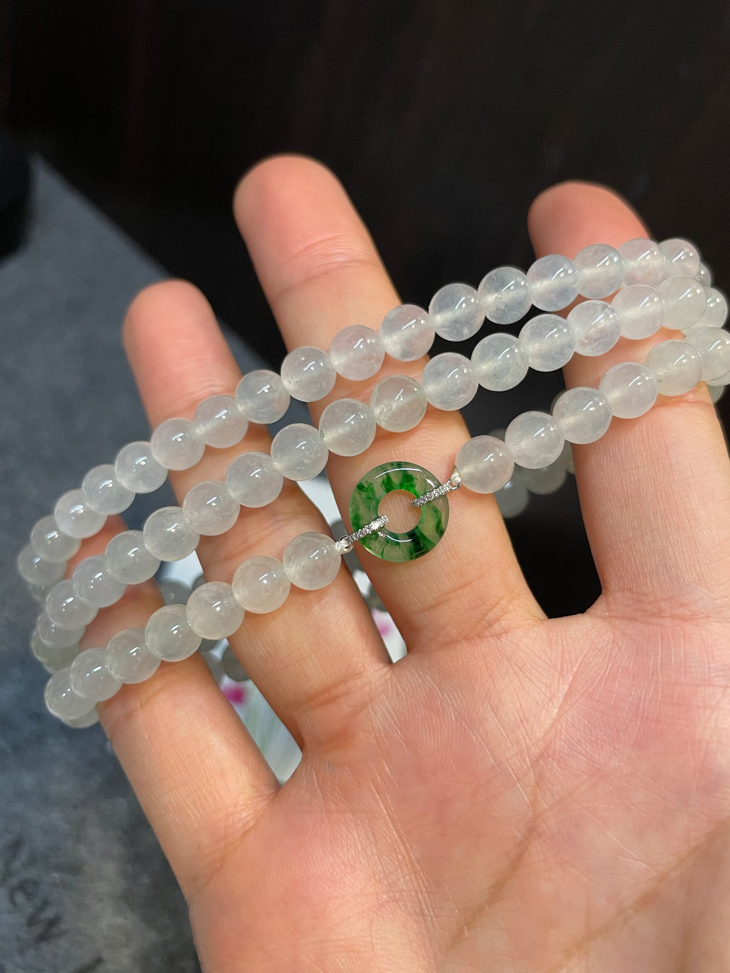 Icy Jadeite Beads Necklace (NJN002)